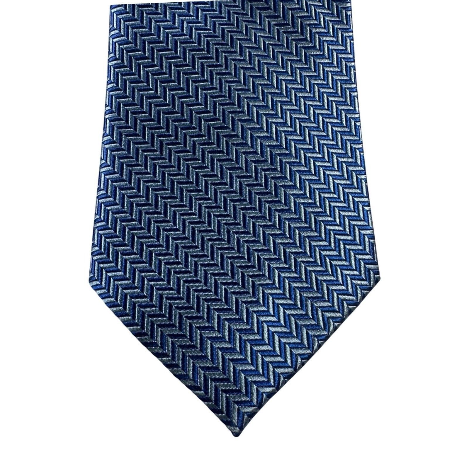 Paul Frederick Paul Frederick Mens Silk Tie Blue Geometric Pattern NWT Size ONE SIZE - 3 Thumbnail
