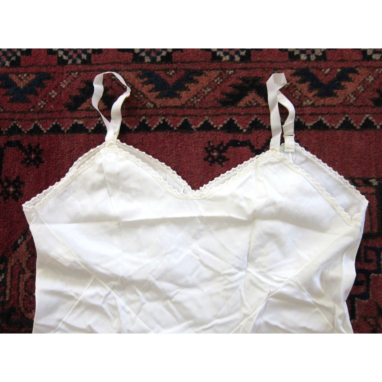Vintage Vintage Glori Form Ivory Lace Spaghetti Strap Long Slip Nightgown Dress Large Size L / US 10 / IT 46 - 4 Thumbnail