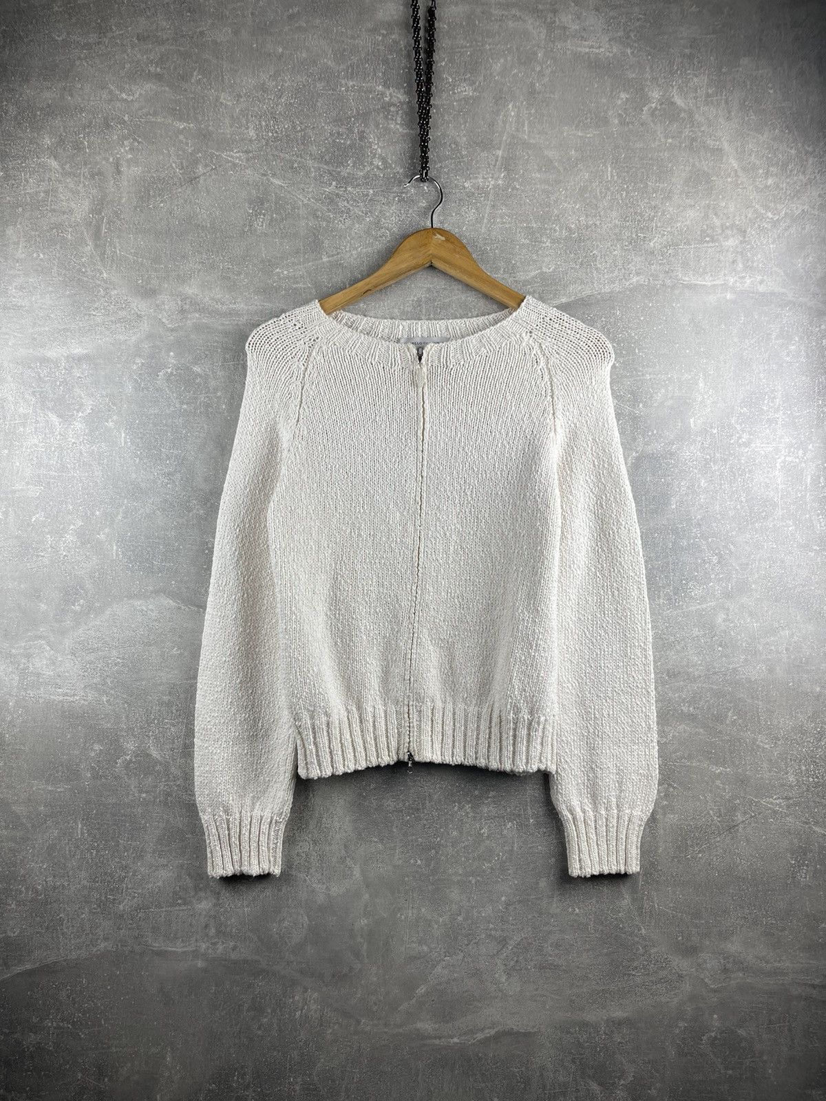 Brunello Cucinelli Brunello Cuccnelli Women's White Zip Sweater 100% Cotton Size L / US 10 / IT 46 - 1 Thumbnail