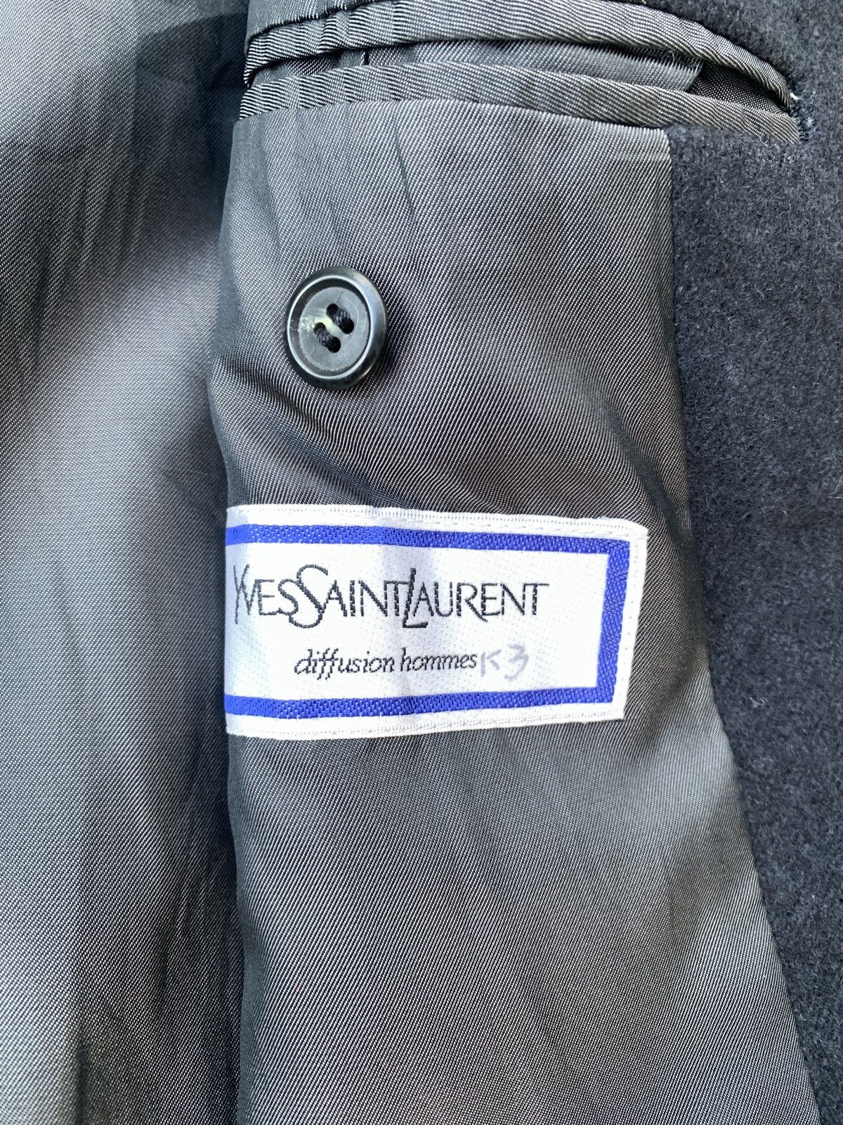 Yves Saint Laurent Vtg YvesSaintLaurent Diffusion Hommes Black Wool Long Coat Size US L / EU 52-54 / 3 - 8 Thumbnail