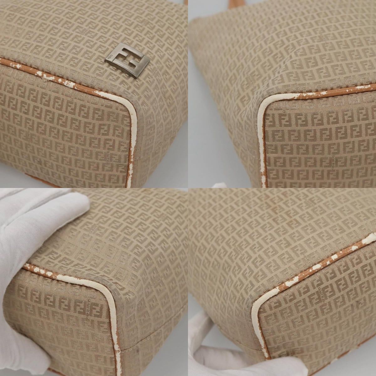 Fendi FENDI Zucchino Canvas Hand Bag Nylon Beige Silver Size ONE SIZE - 10 Thumbnail