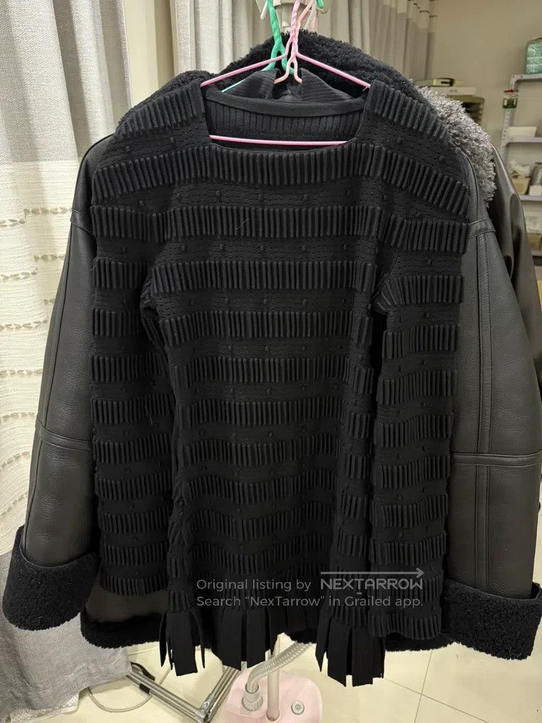 Alaia Alaia Black Knitted Leather Sleeve Jacket Size XS / US 0-2 / IT 36-38 - 1 Thumbnail