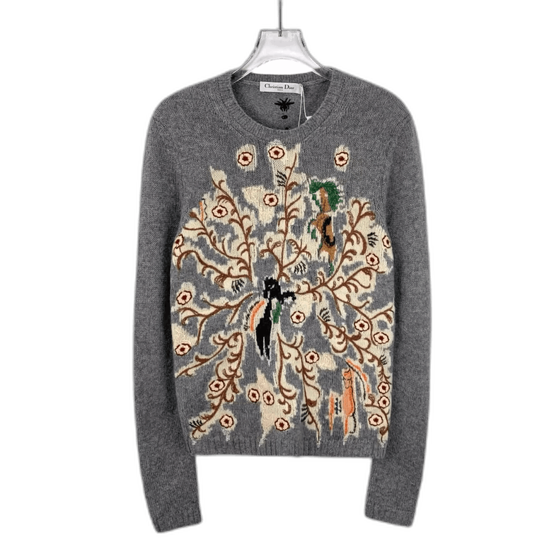 Dior Christian Dior Gray Embroidered Cashmere Sweater Size XS / US 0-2 / IT 36-38 - 1 Thumbnail
