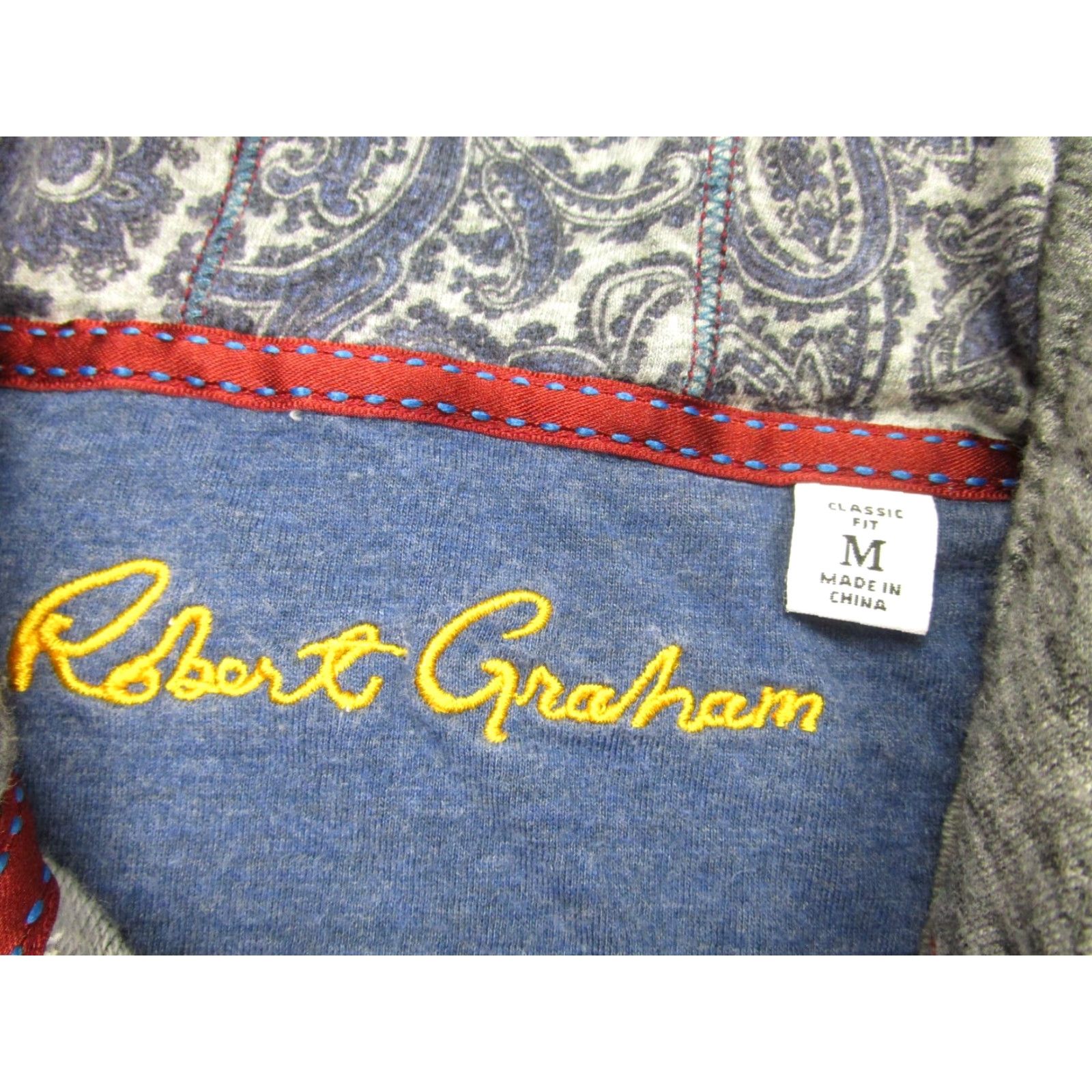 Robert Graham Robert Graham Hoodie Men M Gray Pullover 1/4 Zip Hooded Pockets Logo Sweater Sweatshirt Classic Knit Size US M / EU 48-50 / 2 - 4 Thumbnail