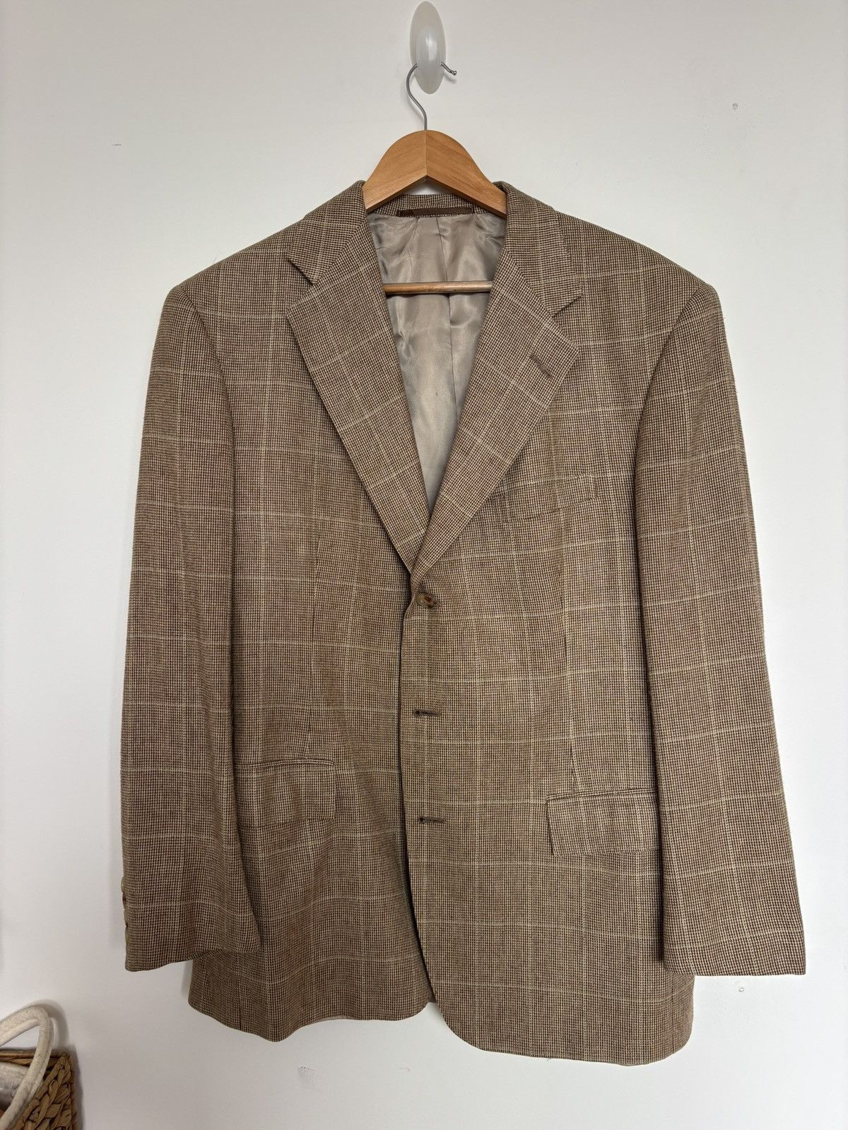 Ralph Lauren Vintage Ralph Lauren Tan Glen Plaid Wool Blazer Made USA 42R Size 42R - 1 Thumbnail