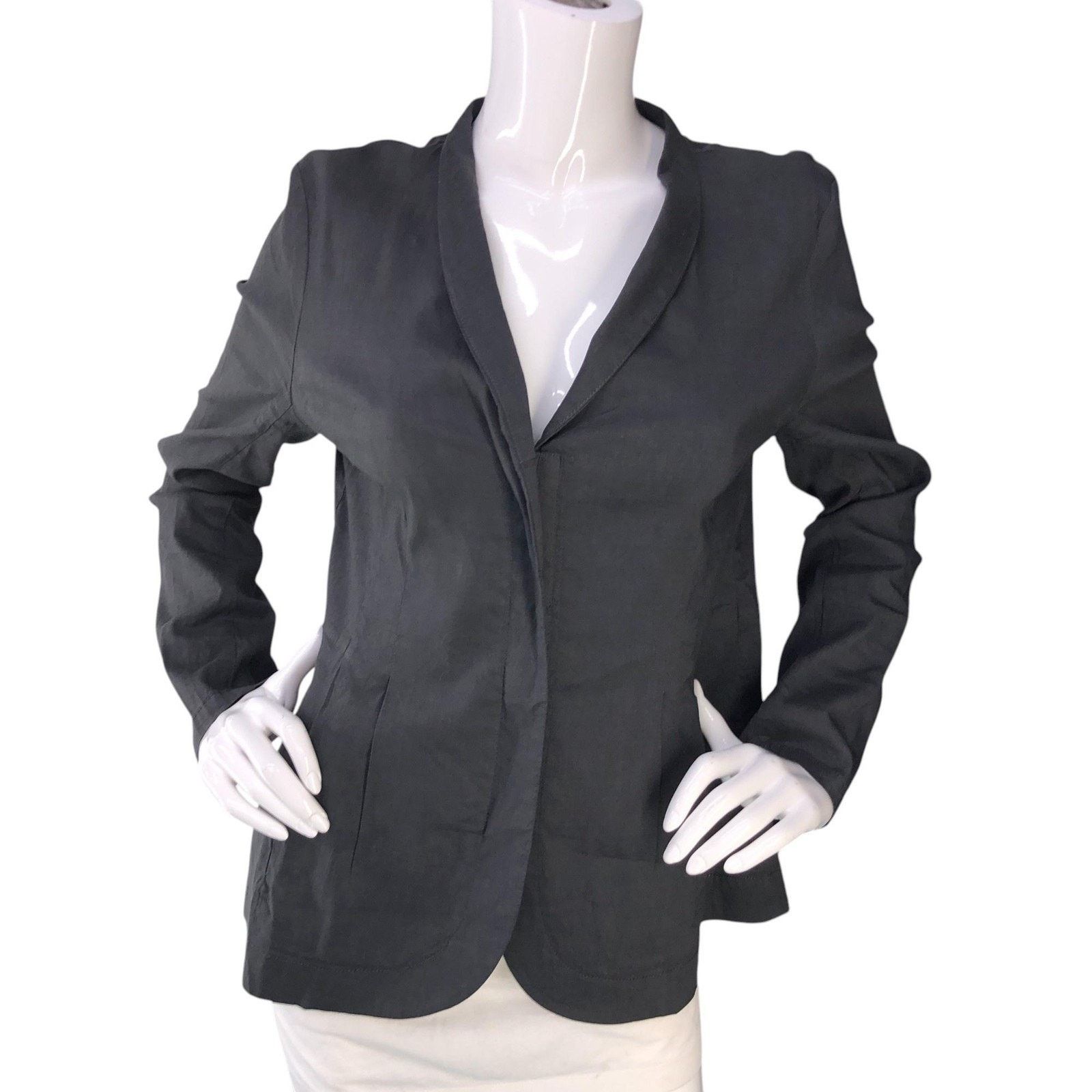 Eileen Fisher Eileen Fisher Blazer M Charcoal Linen Blend Jacket Stretch Size M / US 6-8 / IT 42-44 - 11 Thumbnail