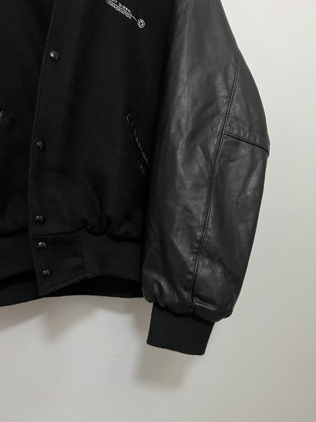 Holloway × Vintage Detroit Diesel Black Leather and Wool Varsity Jacket XXL Size US XXL / EU 58 / 5 - 7 Thumbnail