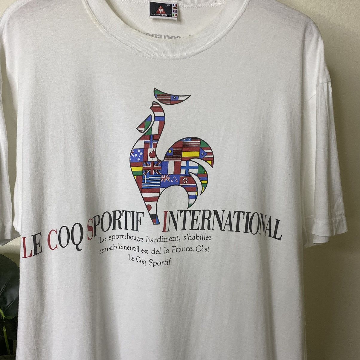Le Coq Sportif × Vintage Vintage 1990s Lecoq Sportif Big Logo Tee Size US XL / EU 56 / 4 - 2 Thumbnail