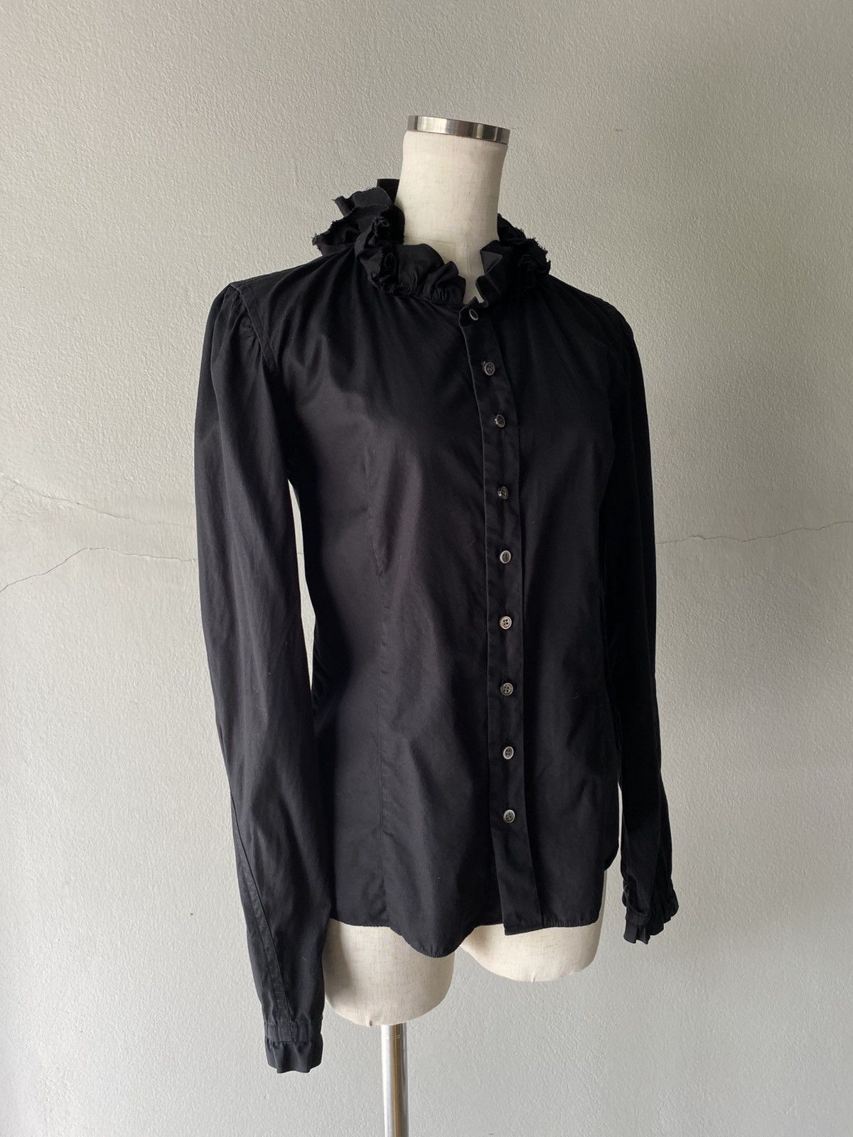 Zucca ZUCCA Black Ruffle-Collar Button-Up Blouse Size S / US 4 / IT 40 - 1 Thumbnail