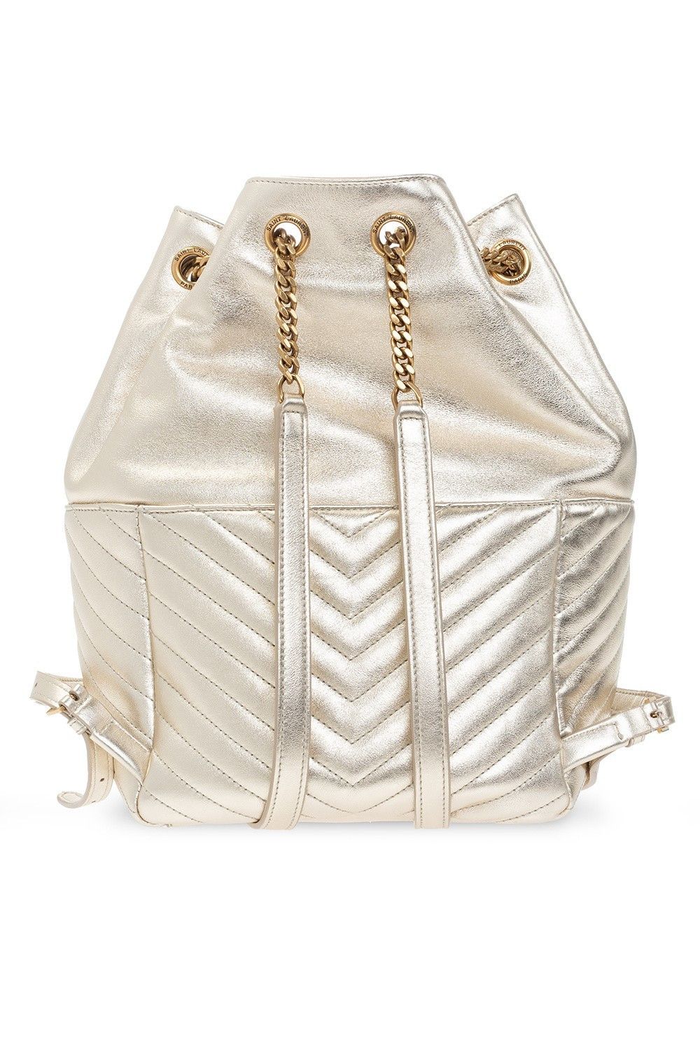 Saint Laurent Joe Gold Leather Backpack New & Authentic