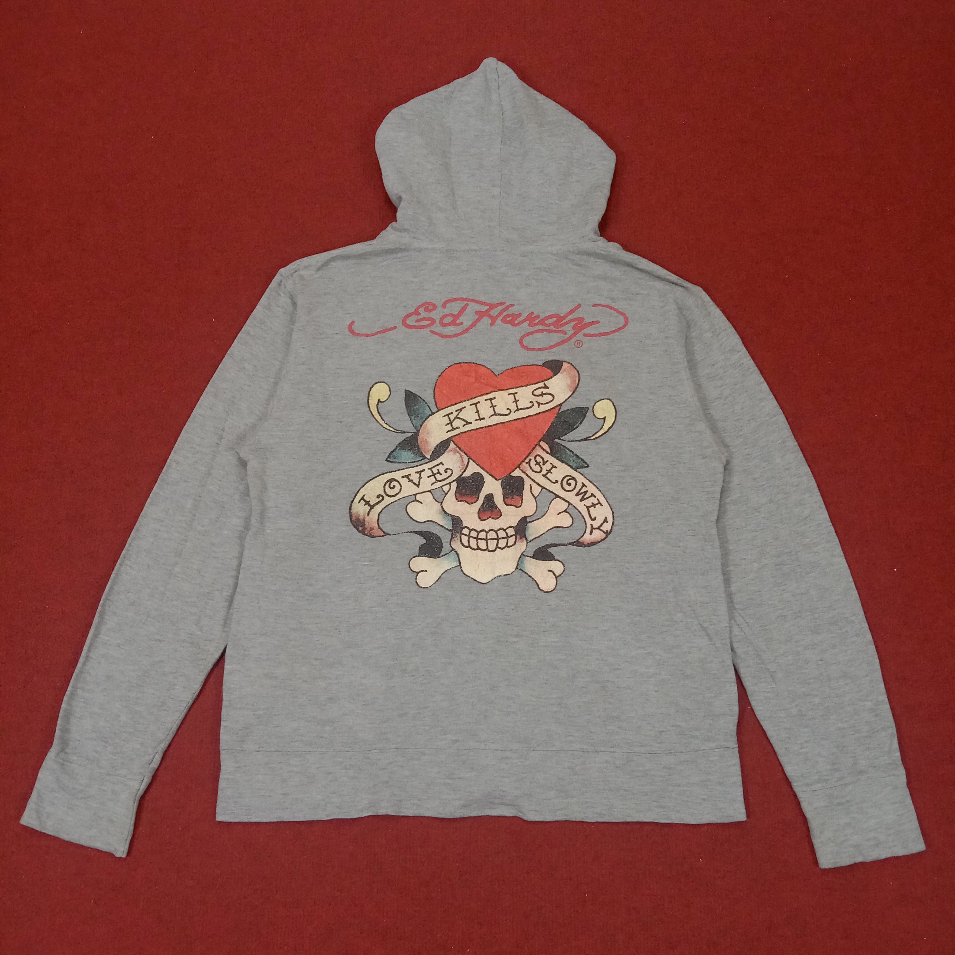 Christian Audigier × Ed Hardy × Vintage Ed Hardy Skulls Design Streetwear Zipper Hoodies Size US M / EU 48-50 / 2 - 1 Thumbnail