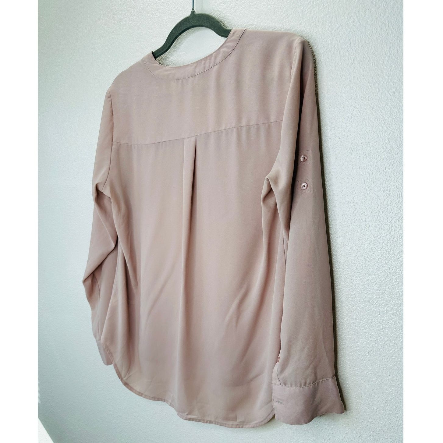 Express Express Pale Peach Two Pocket Zip Front Roll Tab Sleeve Top Size M / US 6-8 / IT 42-44 - 11 Thumbnail