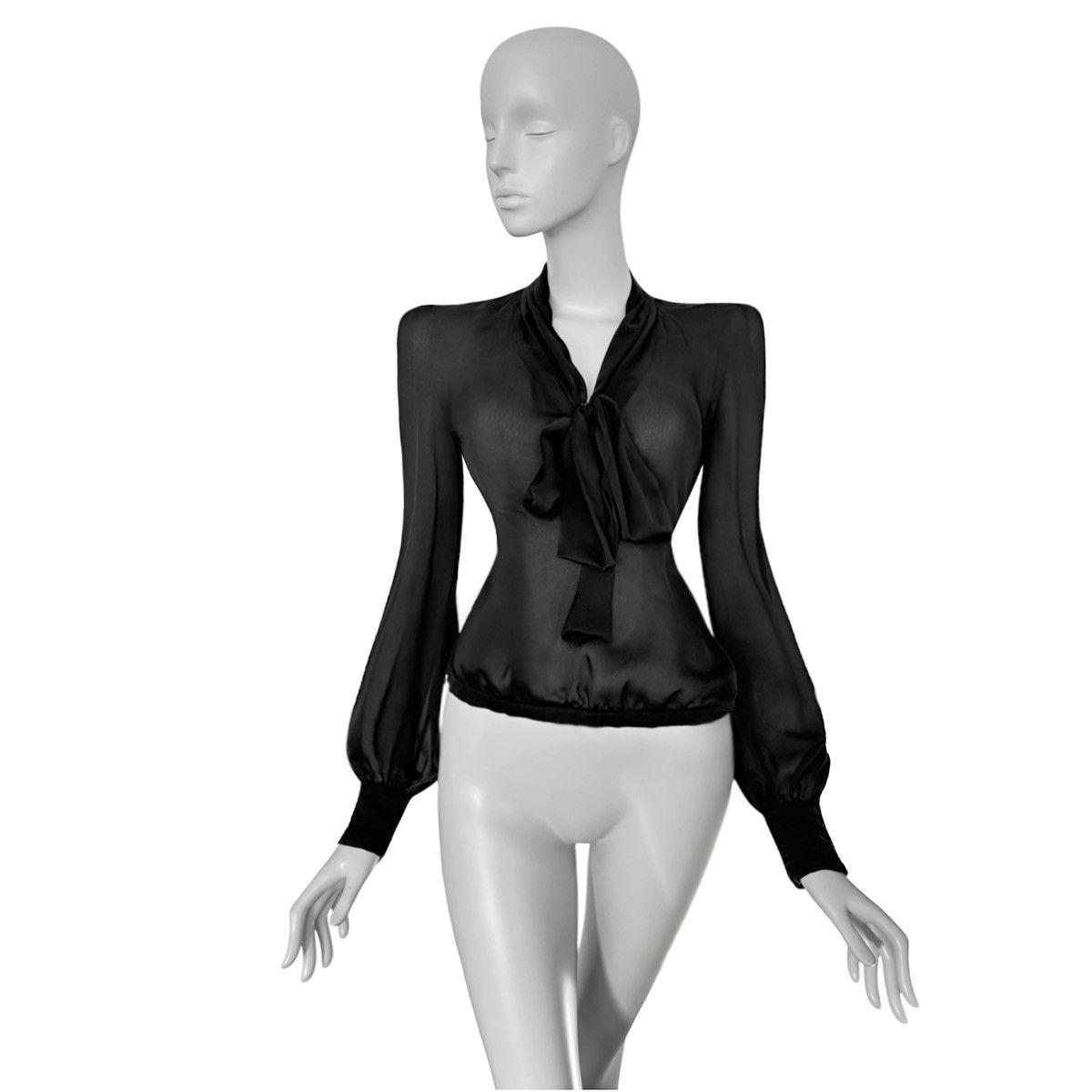 Yves Saint Laurent Runway Yves Saint Laurent by Tom Ford sheer silk blouse Size S / US 4 / IT 40 - 3 Thumbnail
