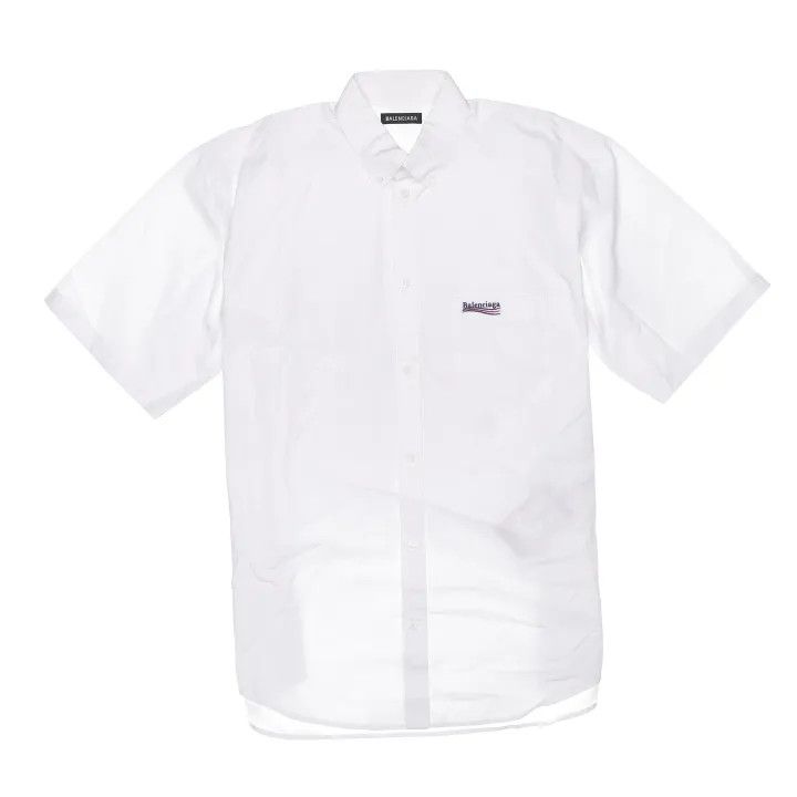 Balenciaga Balenciaga Embroidered Logo Short Sleeve Shirt Size US M / EU 48-50 / 2 - 1 Thumbnail