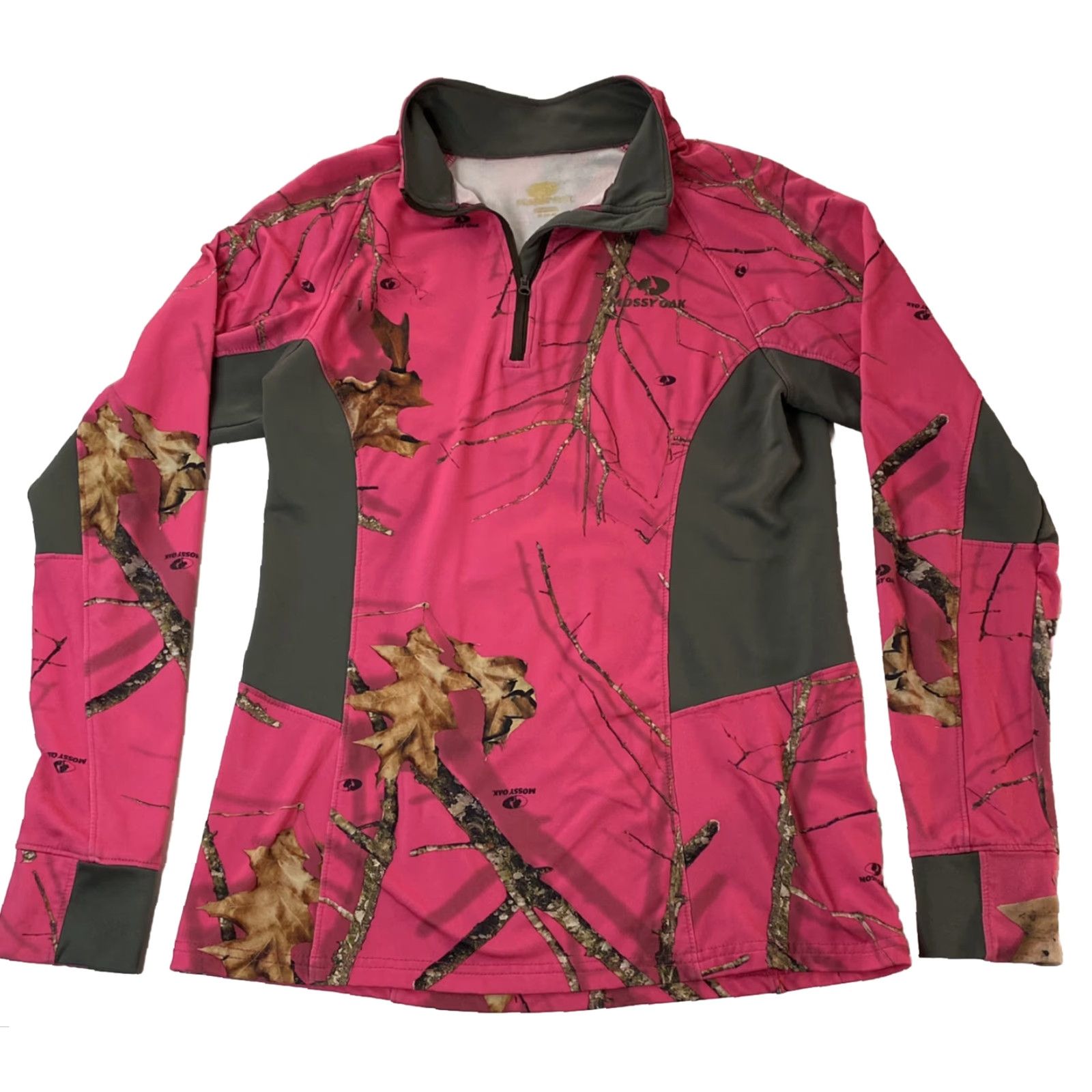 Vintage Mossy Oak Women’s Pink Camo Fleece Quarter Zip Pullover Jacket M Medium Zip Pockets Outdoor Activewear Regular Fit Size M / US 6-8 / IT 42-44 - 2 Thumbnail