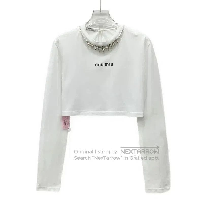 Miu Miu Miu Miu Women's Cropped White T-Shirt . Size XS / US 0-2 / IT 36-38 - 1 Thumbnail