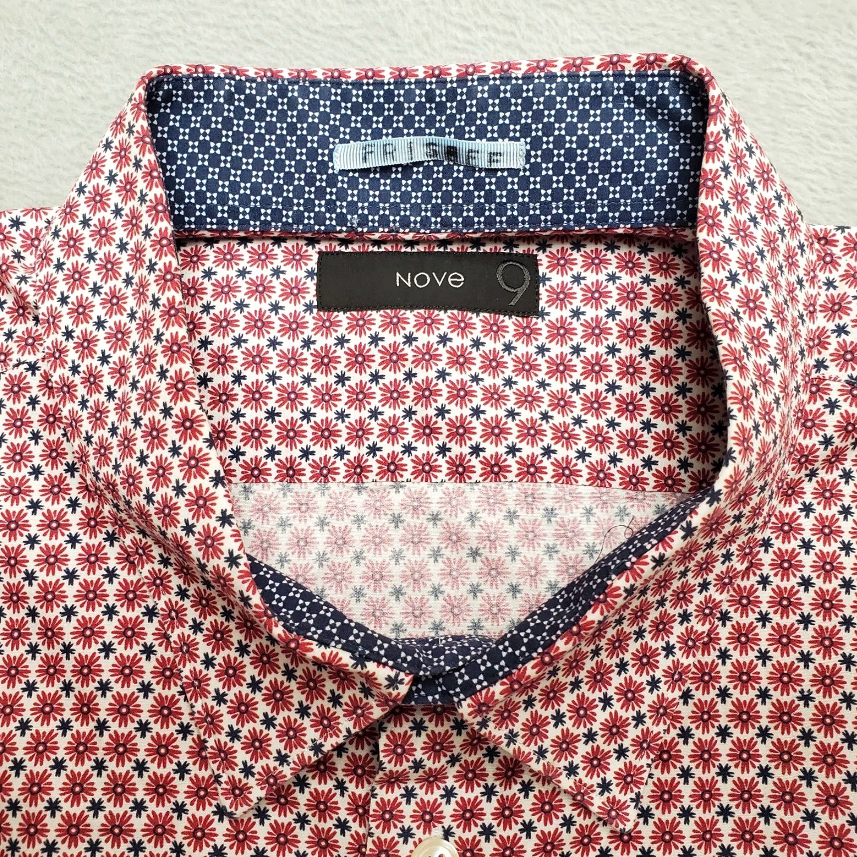 Pinko Nove 9 Shirt Mens M Pink Geometric Floral Button 100% Cotton Short Sleeve Shirt Buttons-Down Casual Mens Size US M / EU 48-50 / 2 - 4 Thumbnail