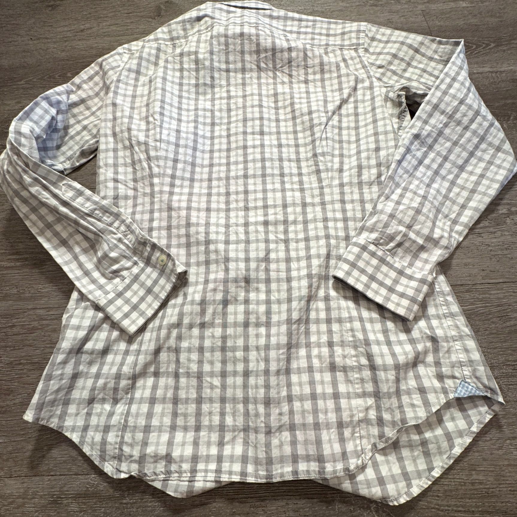 Banana Republic Banana Republic Shirt Mens Medium Gray Plaid Button-Up Grant 120 Supima Cotton Size US M / EU 48-50 / 2 - 6 Thumbnail