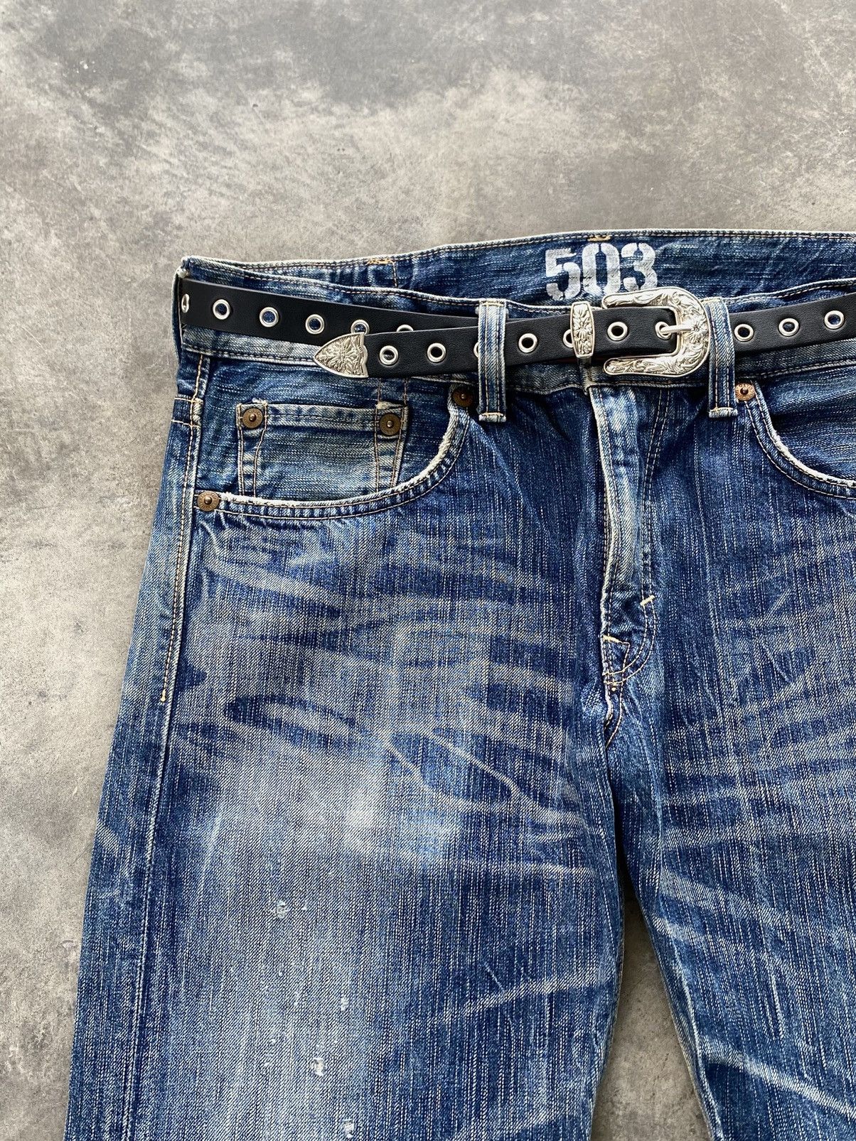 If Six Was Nine Vtg Edwin Jpn Flared Denim Crazy Fade Distressed 🇯🇵 Size US 37 - 6 Thumbnail