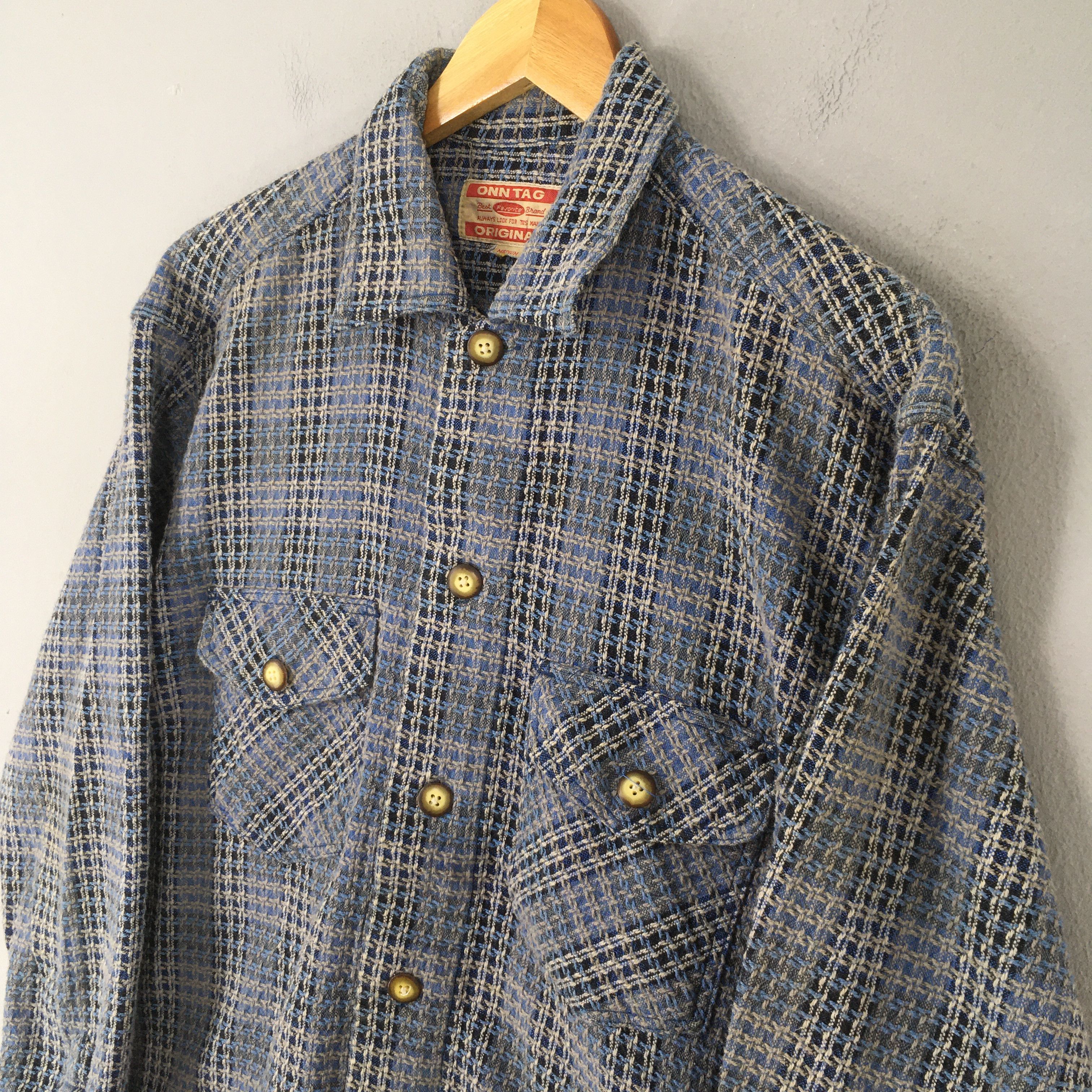 Vintage Vintage 1980s Patchwork Boro Flannel Blue Shirt Medium Size US M / EU 48-50 / 2 - 3 Thumbnail