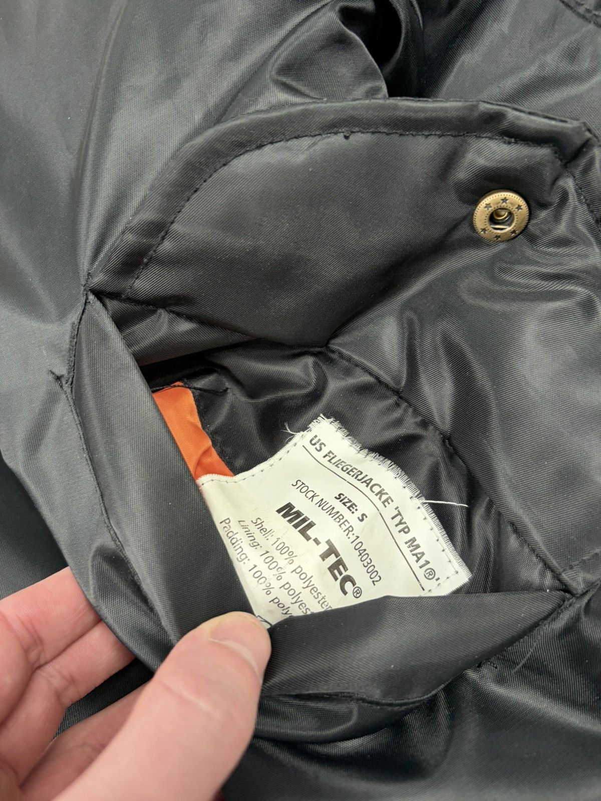 Japanese Brand Mil-Tec US MA1 Flight Bomber Jacket Black Orange S Size US S / EU 44-46 / 1 - 7 Thumbnail