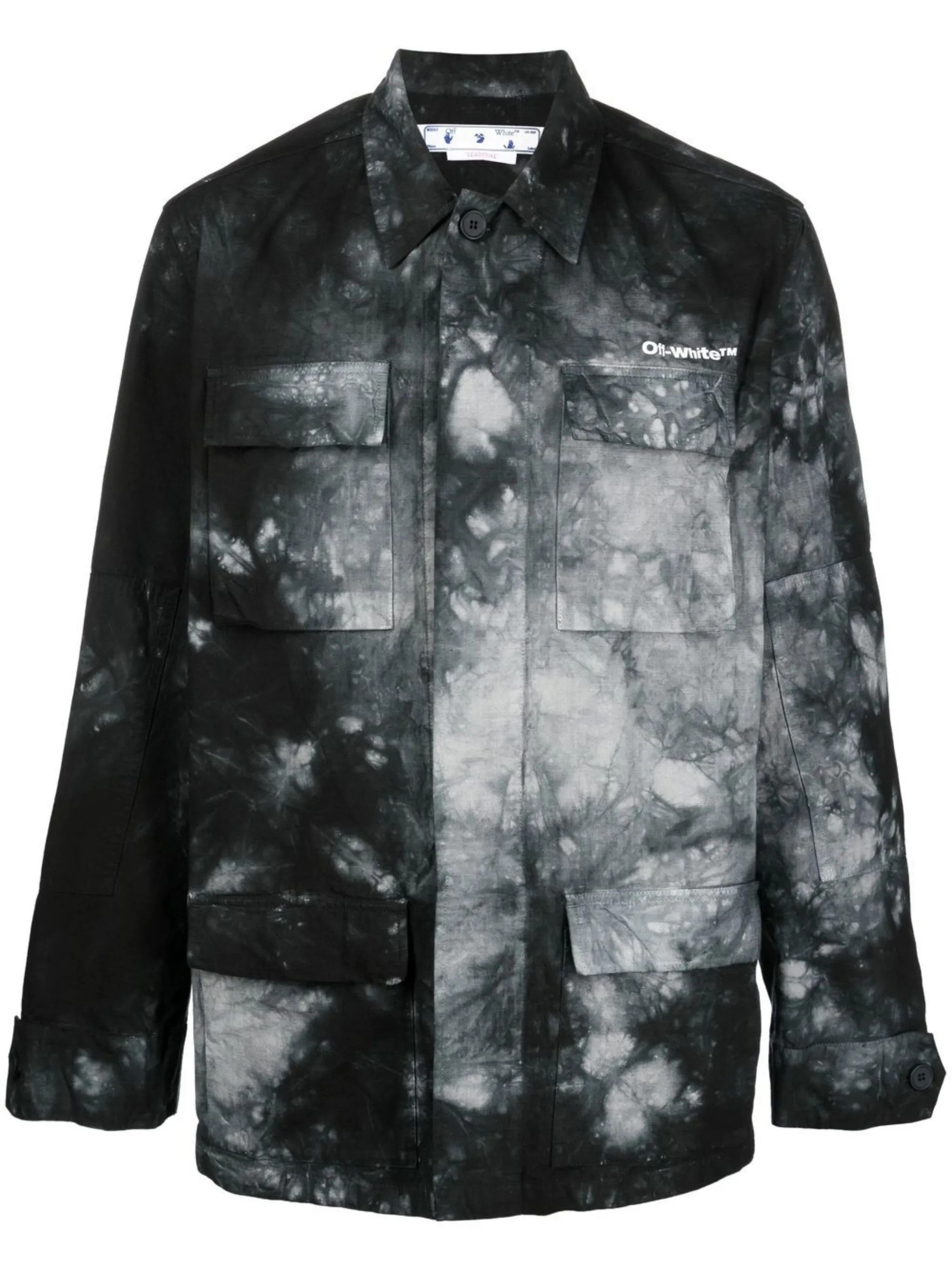 Off-White o1y0325 Logo Patterned Shirt in Grey/Black Size US S / EU 44-46 / 1 - 1 Thumbnail