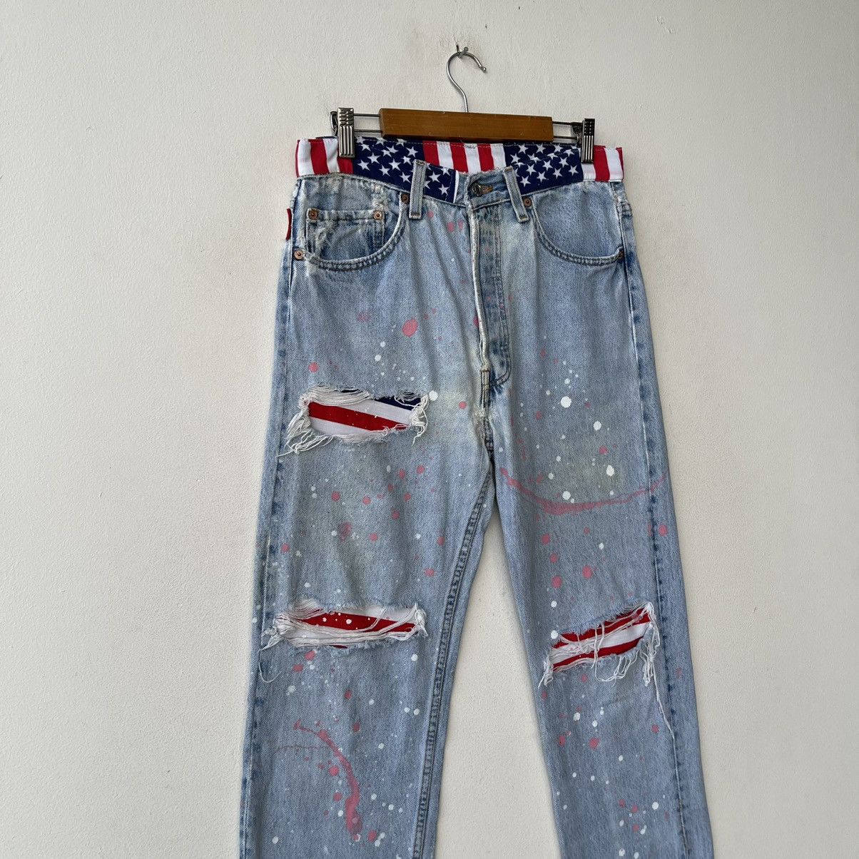 Levi's 90s Levi’s 501 Reworked Americana Paint Splatter Denim Jeans Size US 32 / EU 48 - 5 Thumbnail