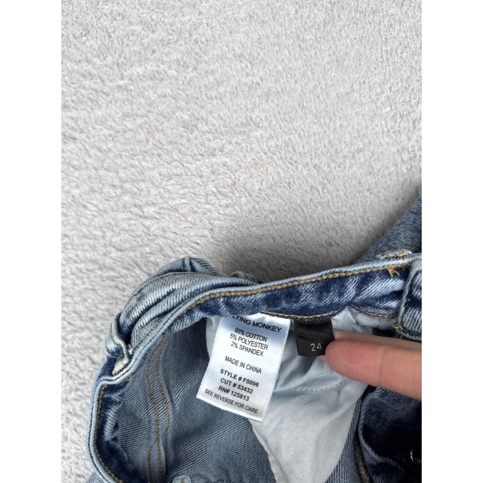 Vintage Flying Monkey Jeans Womens 24 Light Wash High Rise Button Fly Distressed Flare Jeans Size 42" / US 20 - 7 Thumbnail