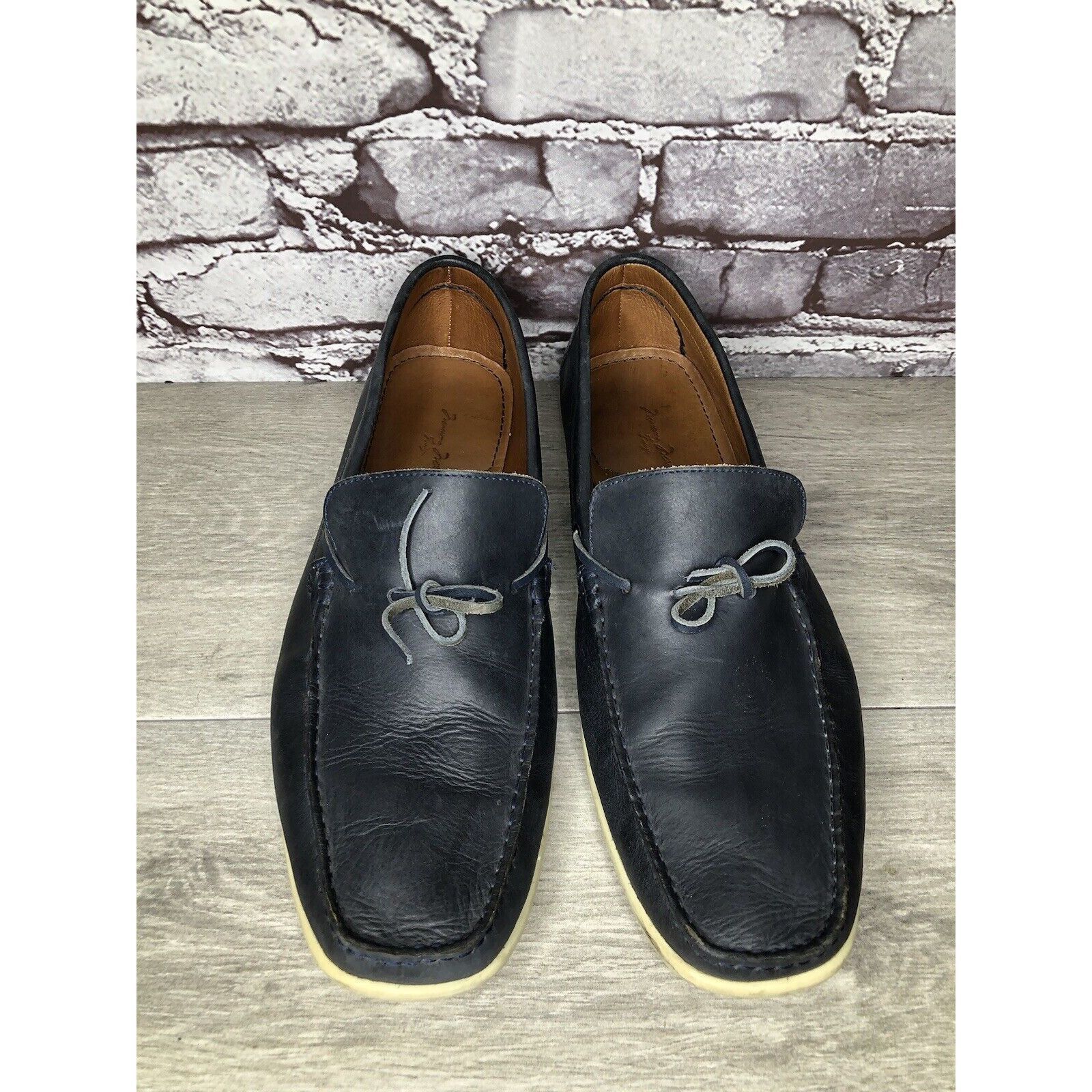 Massimo Matteo MASSIMO MATTEO Navy Blue Leather Casual Moc Driving Loafers Size US 12 / EU 45 - 4 Thumbnail