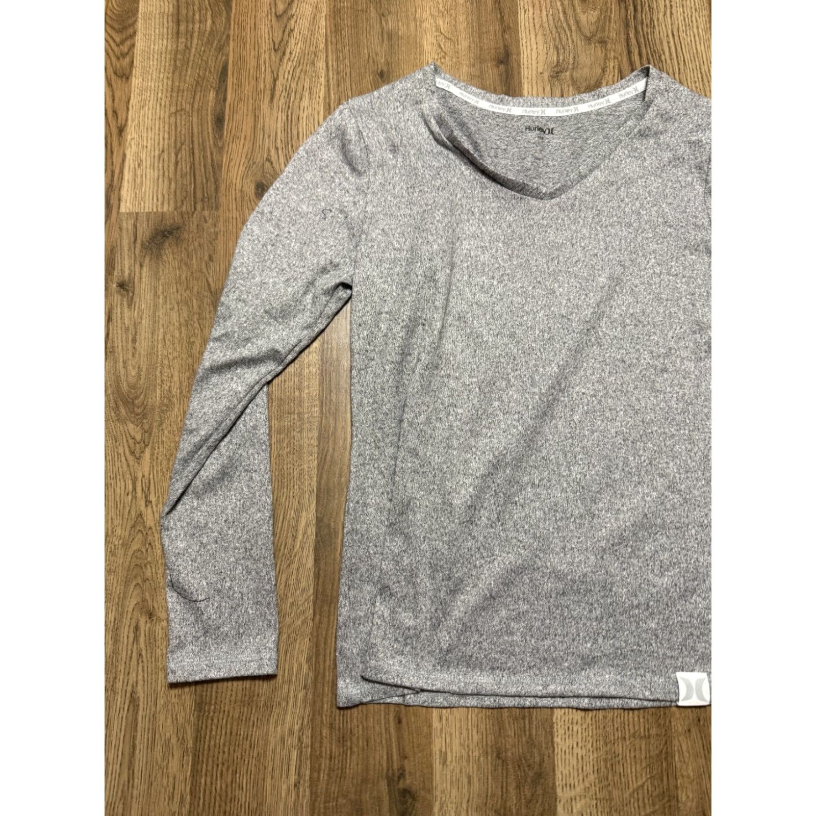 Hurley Hurley Shirt Women’s L Gray V-Neck Long Sleeve T-Shirt Regular Size L / US 10 / IT 46 - 3 Thumbnail
