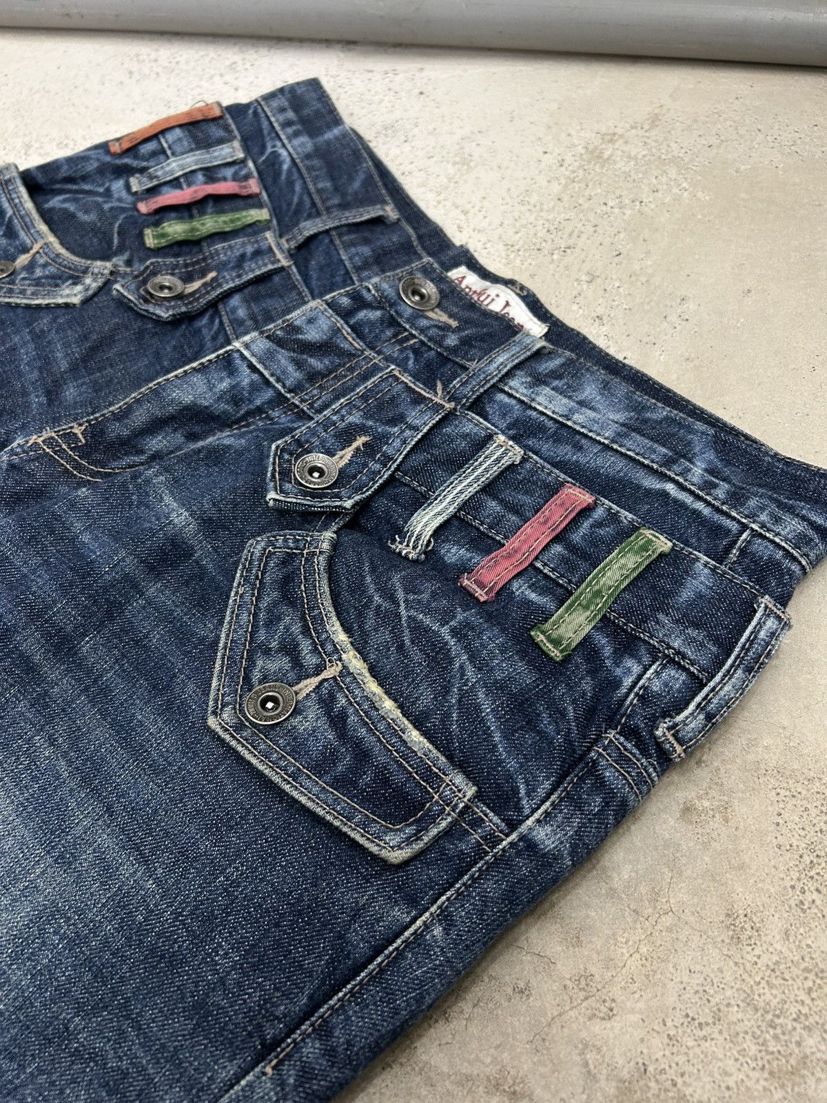 Le Grande Bleu (L.G.B.) Antfui Double Waist Denim Jean Whiskering Washed Size US 31 - 13 Thumbnail