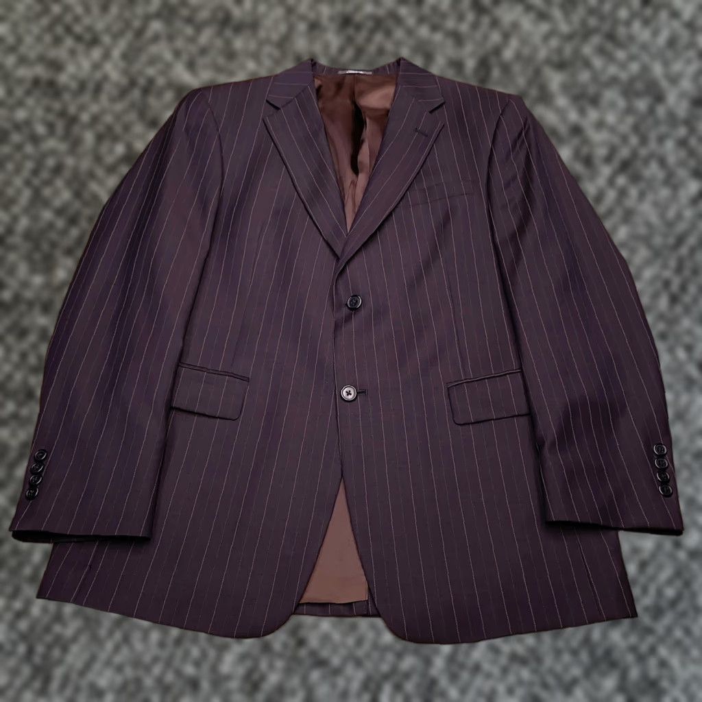 Austin Reed Austin Reed Blazer Mens 40R Brown Pinstripe Wool Notch Vintage? No — Regular Coat Jacket Suit Coat Short: Wait. Size 40R - 1 Thumbnail