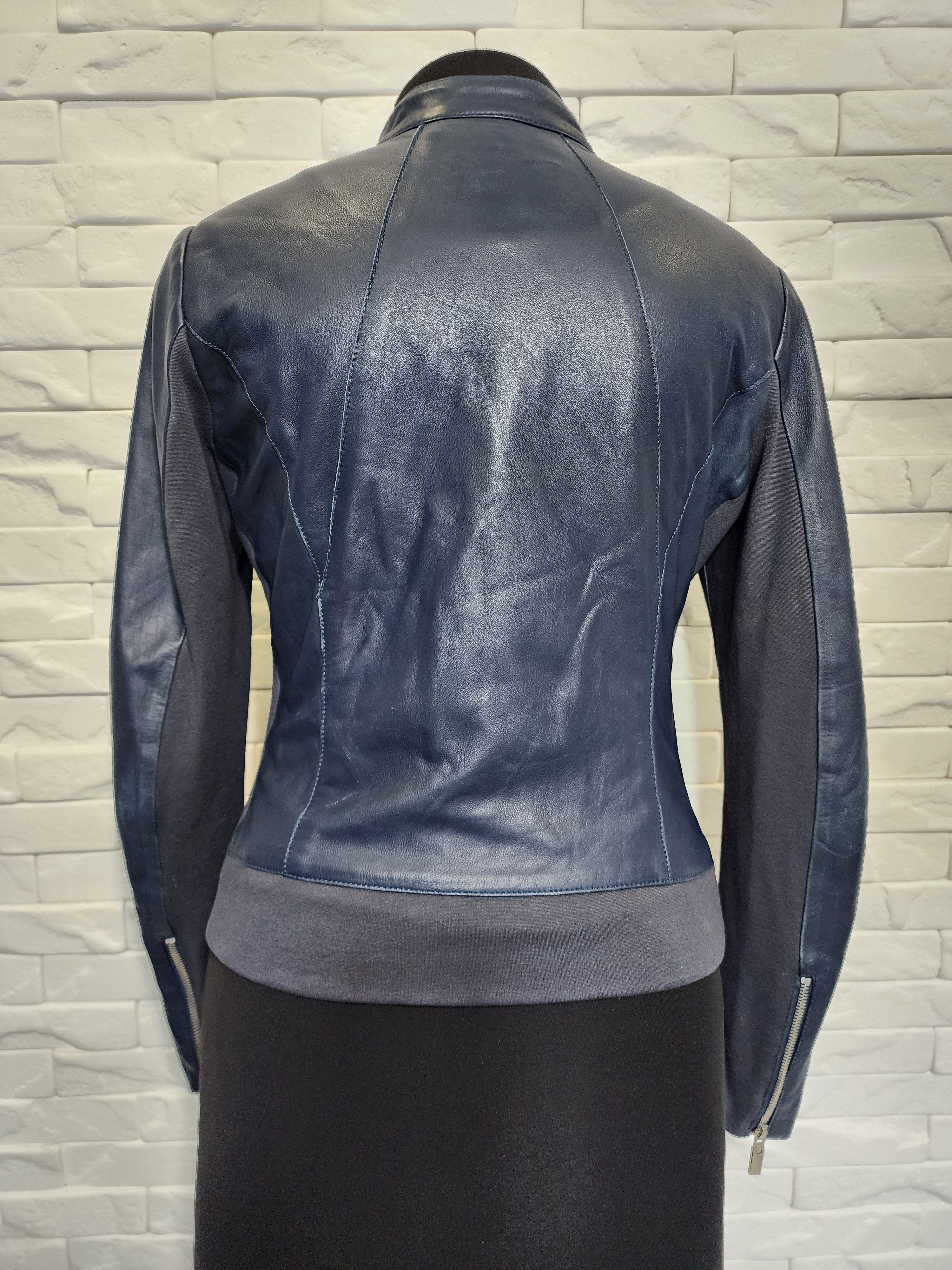 ARMA Blue Leather Jacket: Women's Genuine Leather Coat Size M / US 6-8 / IT 42-44 - 4 Thumbnail