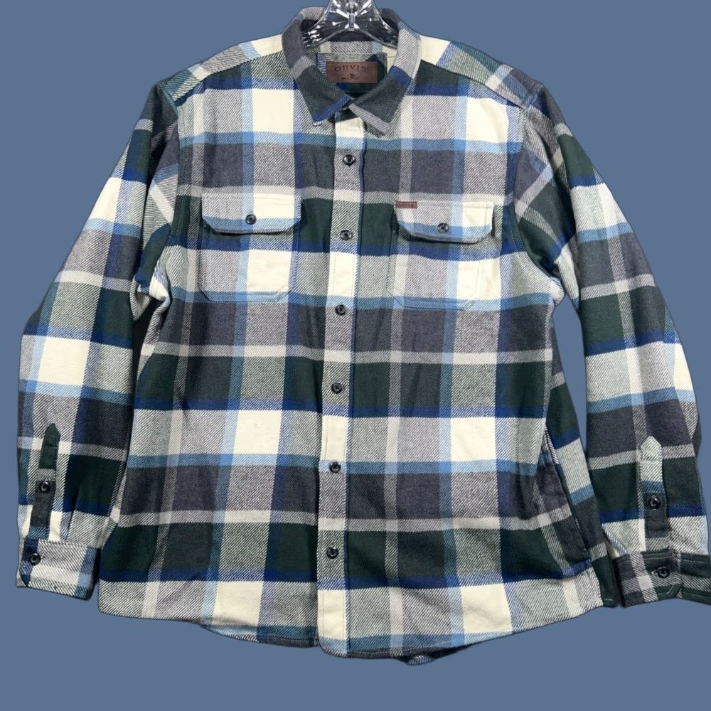 Orvis Orvis Shirt Mens 2XL Flannel Plaid Long Sleeve Button-Up Pockets Multicolor Casual Workwear Travel Size US XXL / EU 58 / 5 - 1 Thumbnail