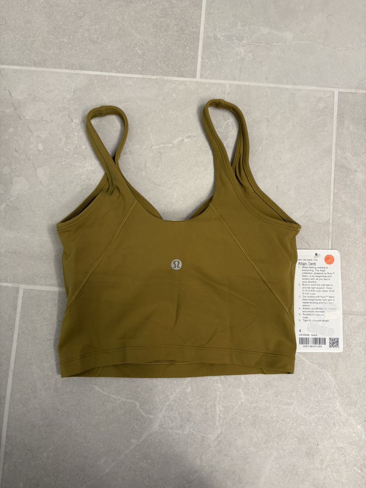 Lululemon Align Cropped Nulu Tank in Auric Gold Size 4