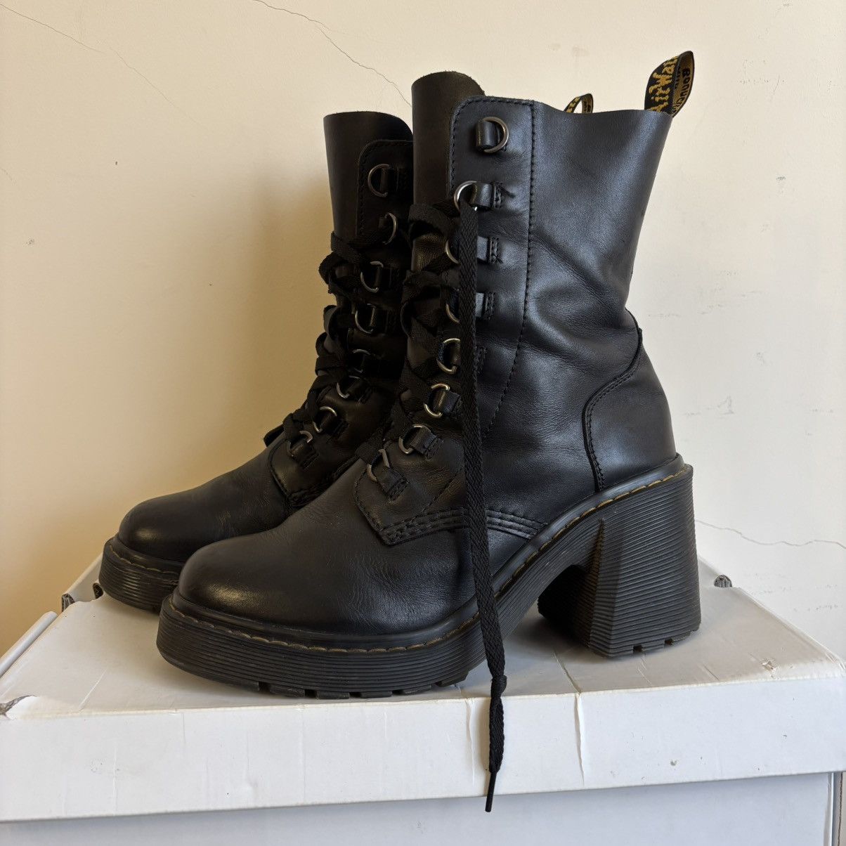 Dr. Martens Dr. Martens Bratz Black Chesney Leather Flared Heel Boots Size US 10.5 / IT 40.5 - 1 Thumbnail
