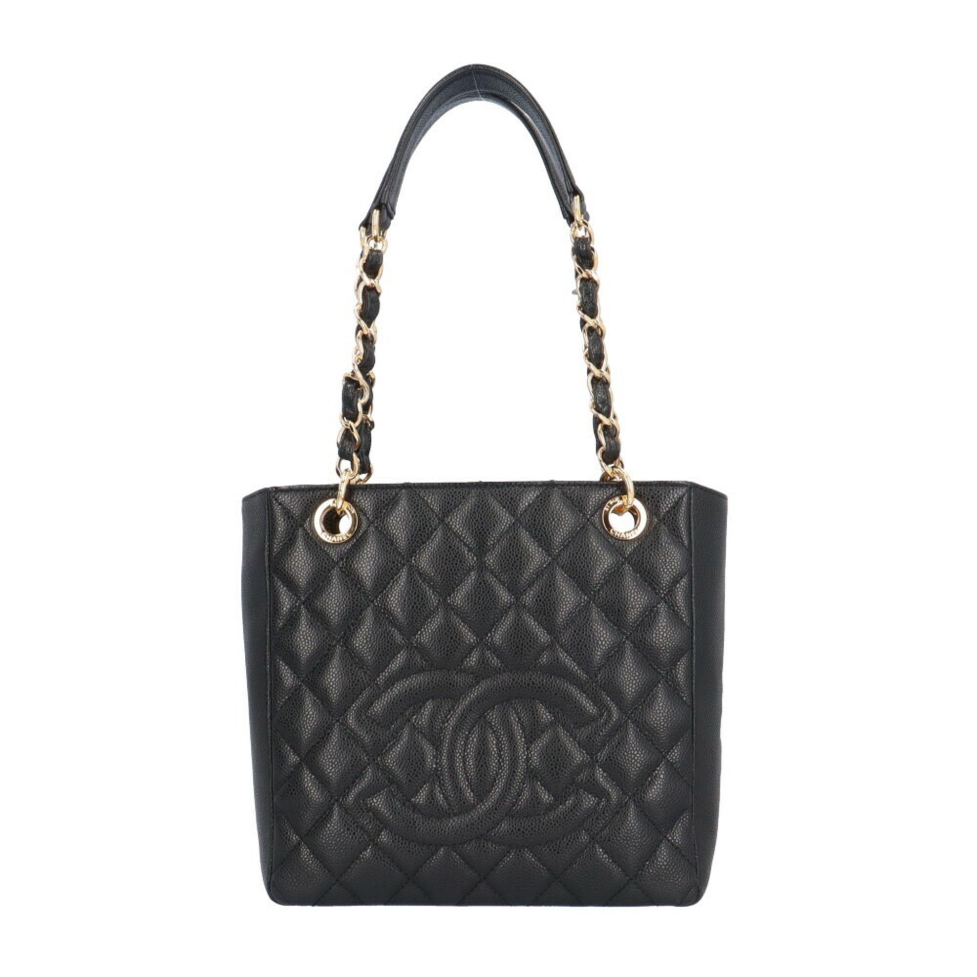 image of Chanel Pst Tote Cocomark Matelasse Bag Caviar Skin Black Women's