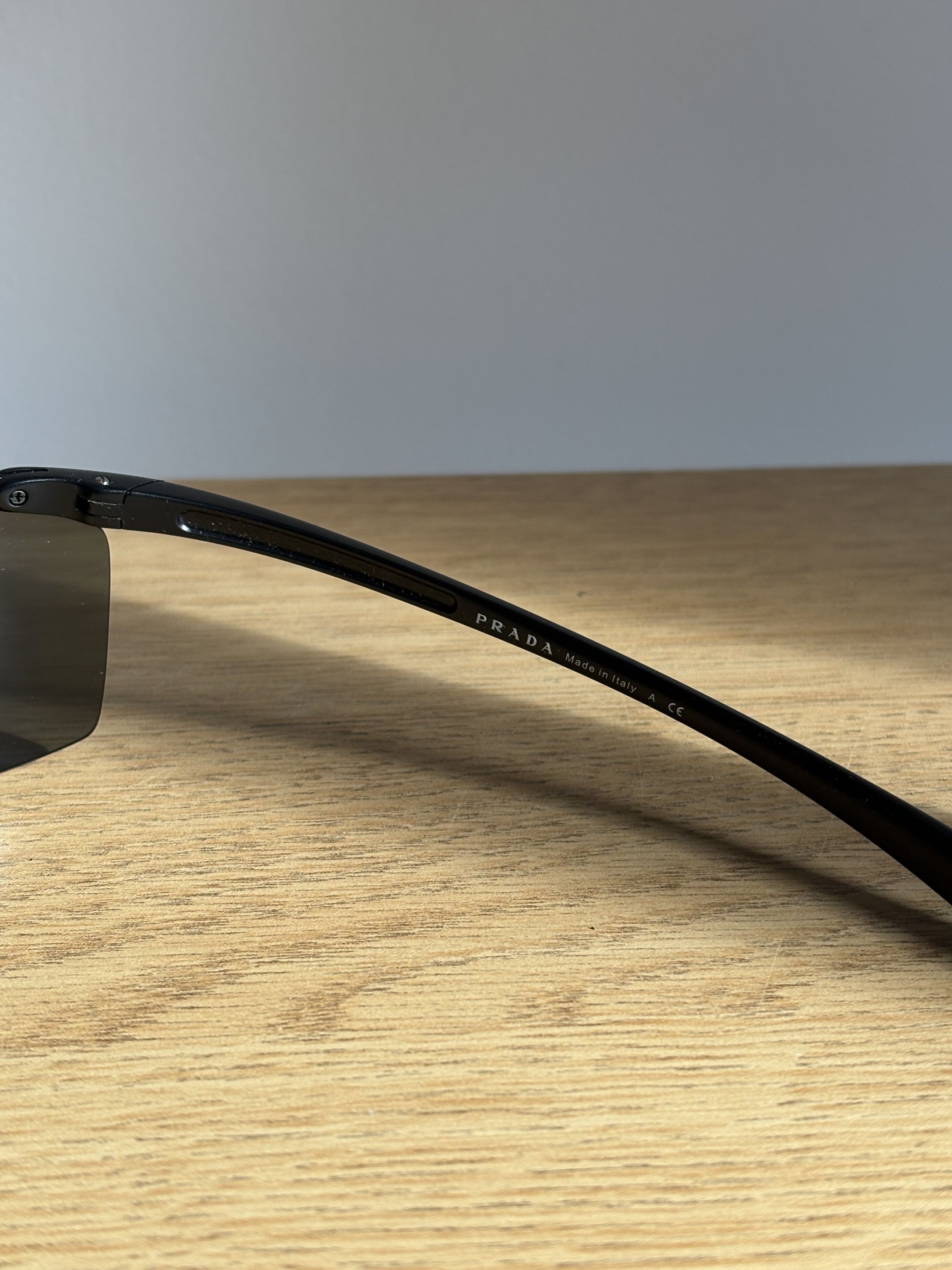 Prada × Vintage PRADA Sunglasses Rectangle Wrap Shield Metal Symbole RI920 Size ONE SIZE - 7 Thumbnail