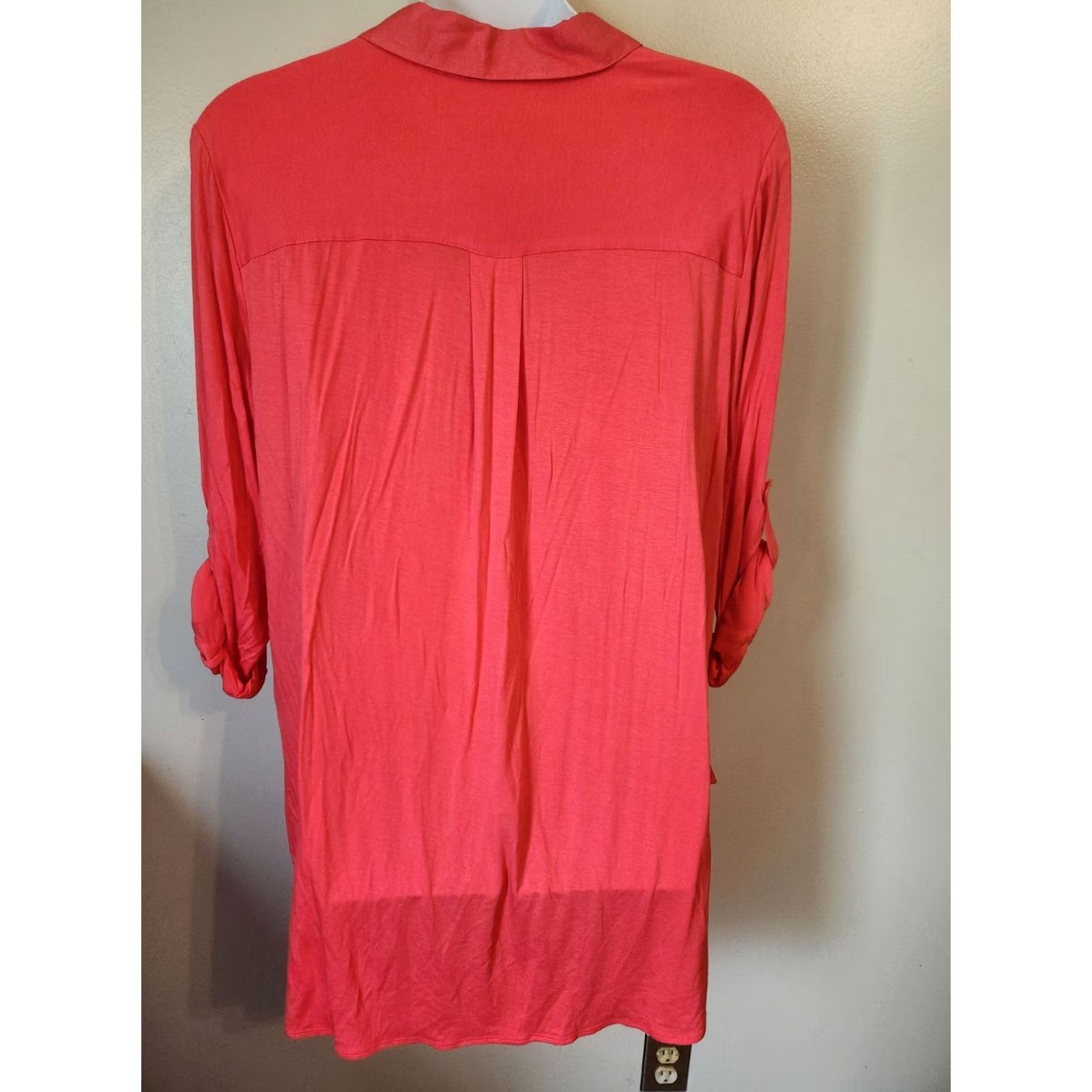 Calvin Klein Calvin Klein Womens Red Roll Tab Sleeve High Low Tunic Top Shirt 2X Plus Size XXL / US 16-18 / IT 52-54 - 5 Thumbnail
