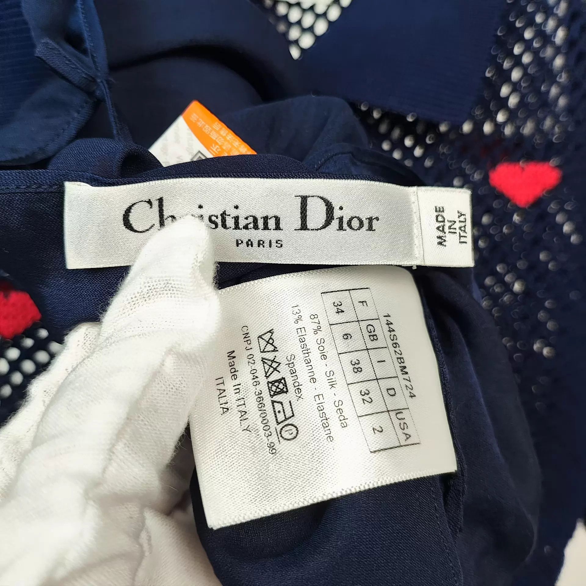 Dior Dior Knit Heart Short Sleeve Blue Lined Women's 34 Size XS / US 0-2 / IT 36-38 - 6 Thumbnail