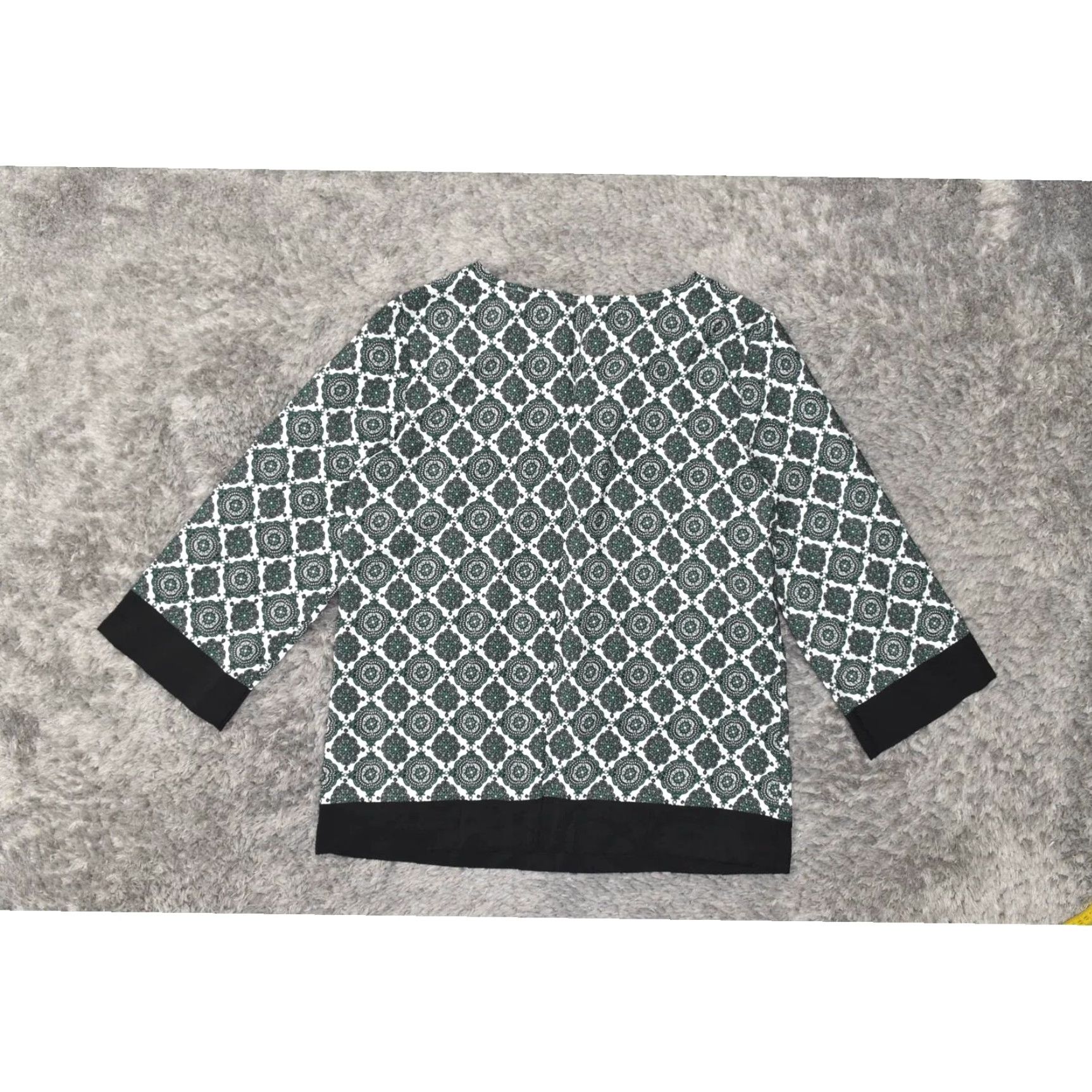Loft Loft Green Geometric Crew Neck 3/4 Sleeve Polyester Blouse Size M NWT Size M / US 6-8 / IT 42-44 - 3 Thumbnail