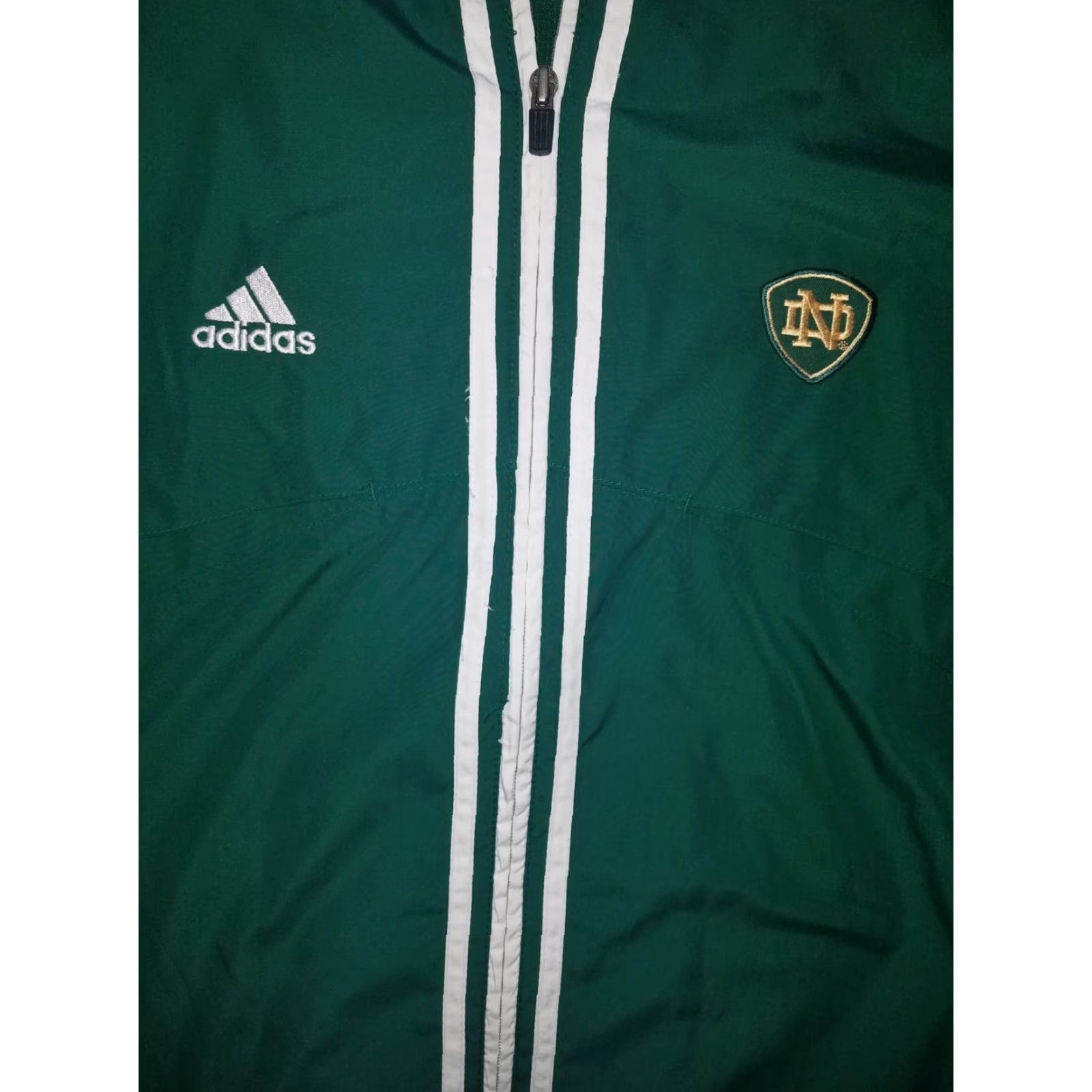 Vintage Addias Norte Dame Green/White Full Zip Jacket Mens XL Size US XL / EU 56 / 4 - 3 Thumbnail