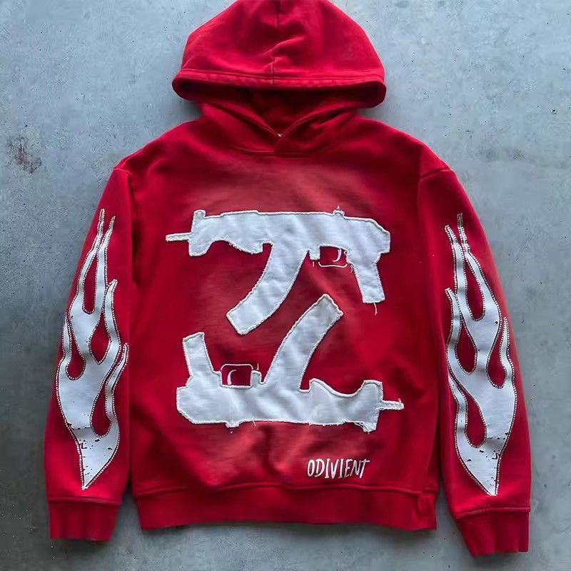 Japanese Brand Ak 47 Black Flame Sleeve Hoodie Graphic Applique Size US XXL / EU 58 / 5 - 6 Thumbnail