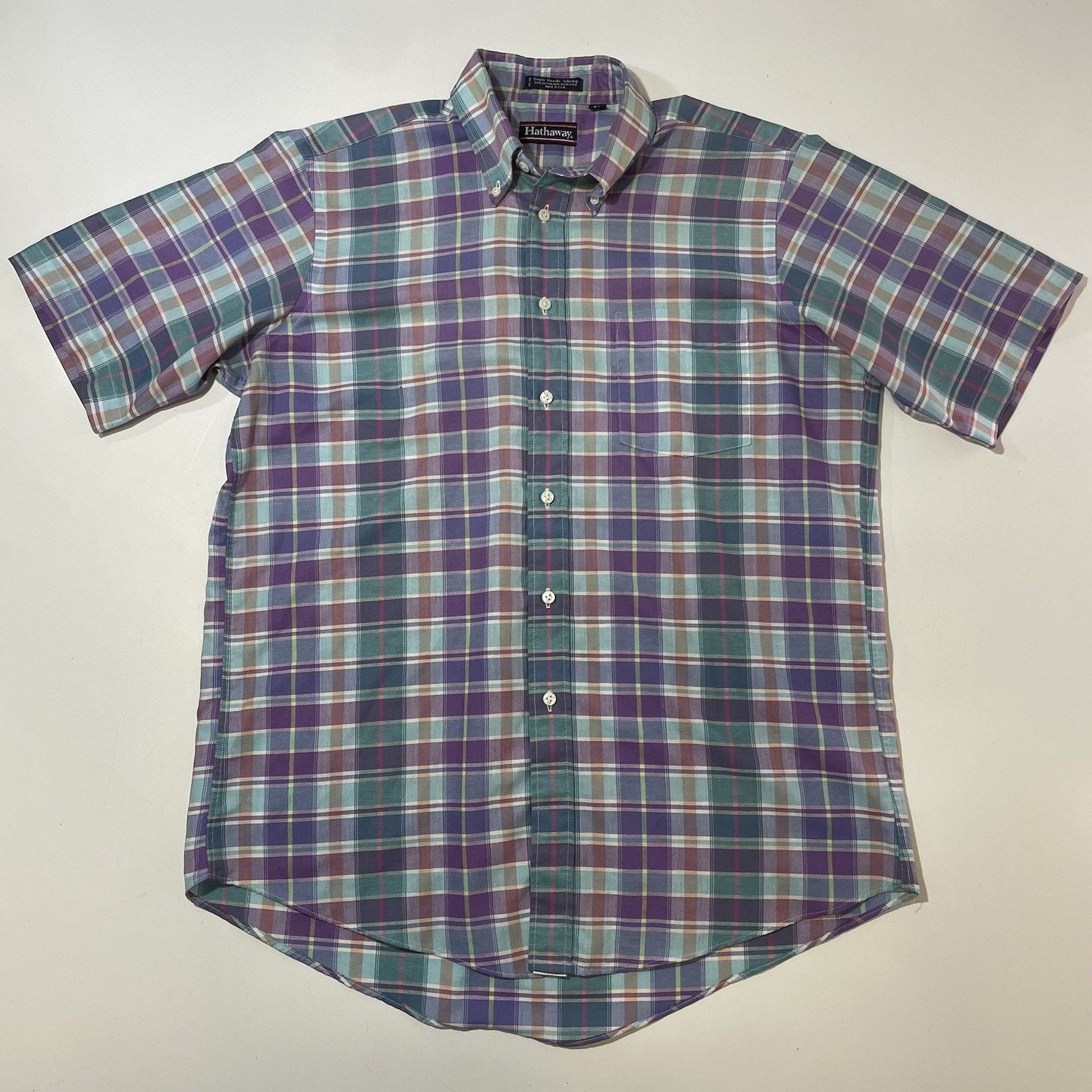 All Sport VTG Retro 60s Hathaway Sport Shirt Purple Blue Checks 16 Size US L / EU 52-54 / 3 - 1 Thumbnail