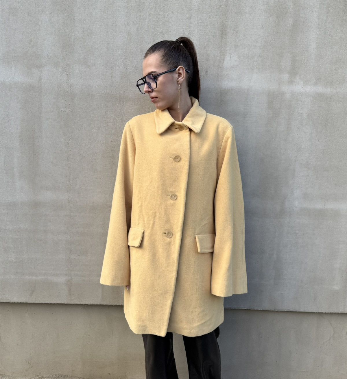 Jil Sander Jil Sander Wool Angora Yellow Coat Made in Italy Size 36 /S Size S / US 4 / IT 40 - 2 Thumbnail