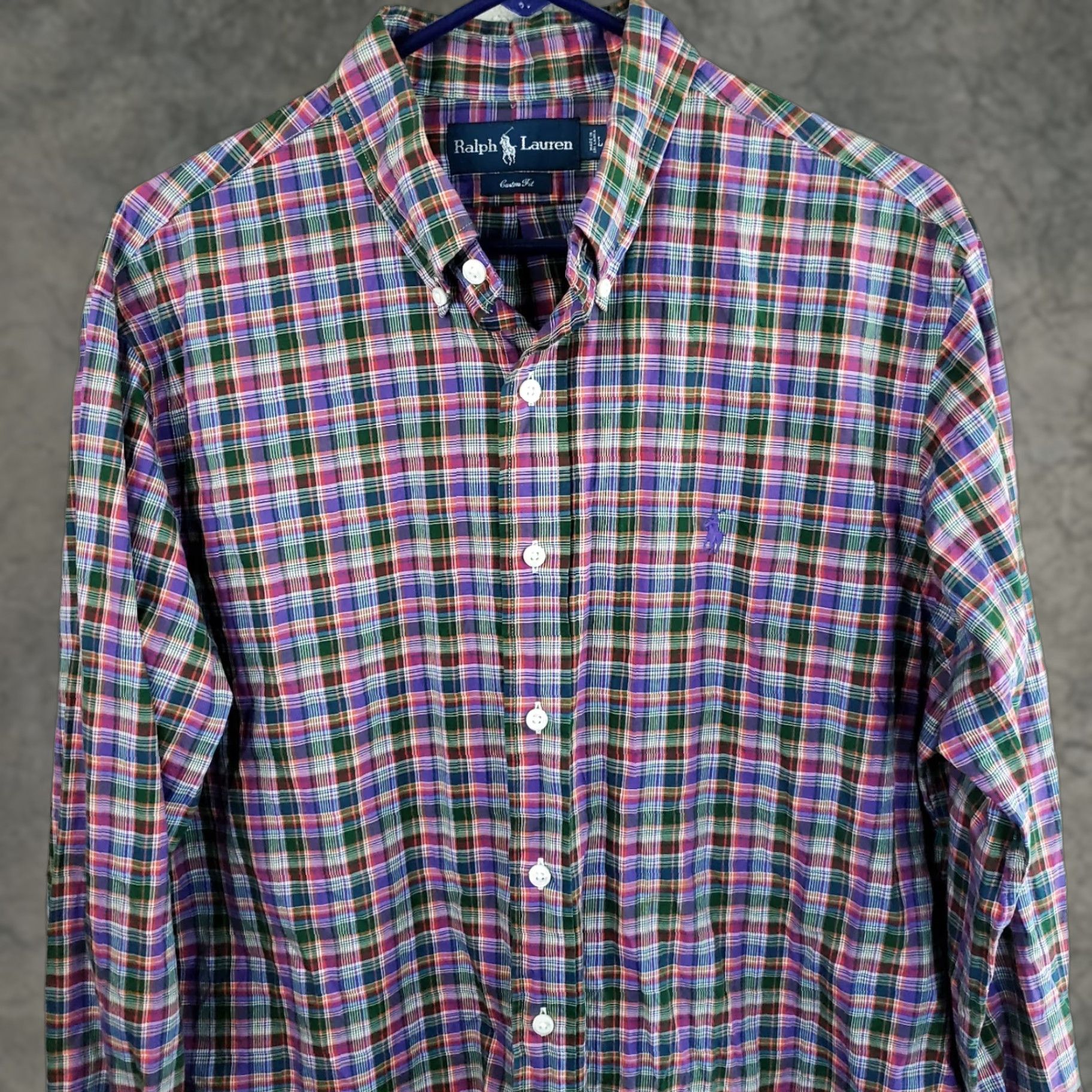 Ralph Lauren Ralph Lauren Men's L Custom Fit Purple Multicolor Plaid Button-Down Shirt Size US L / EU 52-54 / 3 - 1 Thumbnail