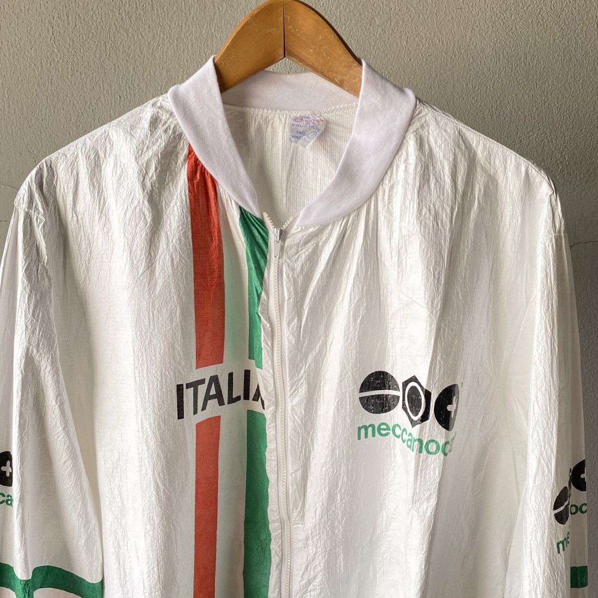 Vintage Tyvek Long-Sleeve Cycling Jersey - White & Green Accent. Size US M / EU 48-50 / 2 - 11 Thumbnail