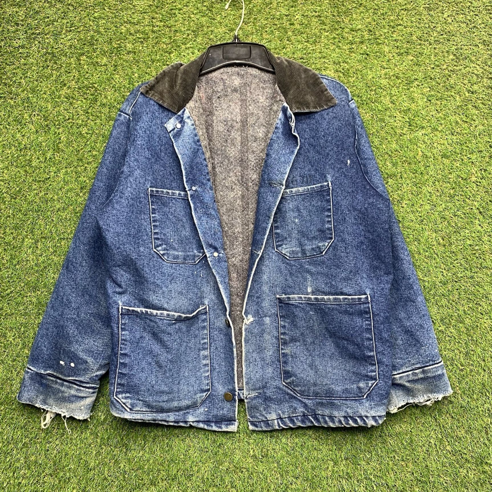 Sears VINTAGE Denim Chore Jacket Mens XL Blue Wool Lined 60s Sears Workwear USA Theme 1960s Gift Sized XL Mens Size US XL / EU 56 / 4 - 2 Thumbnail