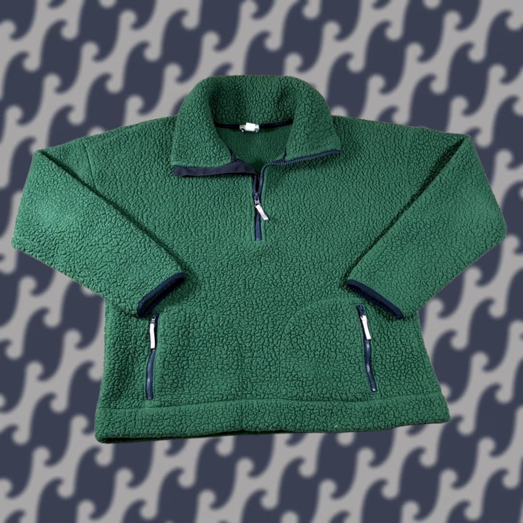 J.Crew VINTAGE J.CREW Polartec Sherpa Fleece 1/4 Zip Pullover Green Womens Medium Jacket Size M / US 6-8 / IT 42-44 - 1 Thumbnail