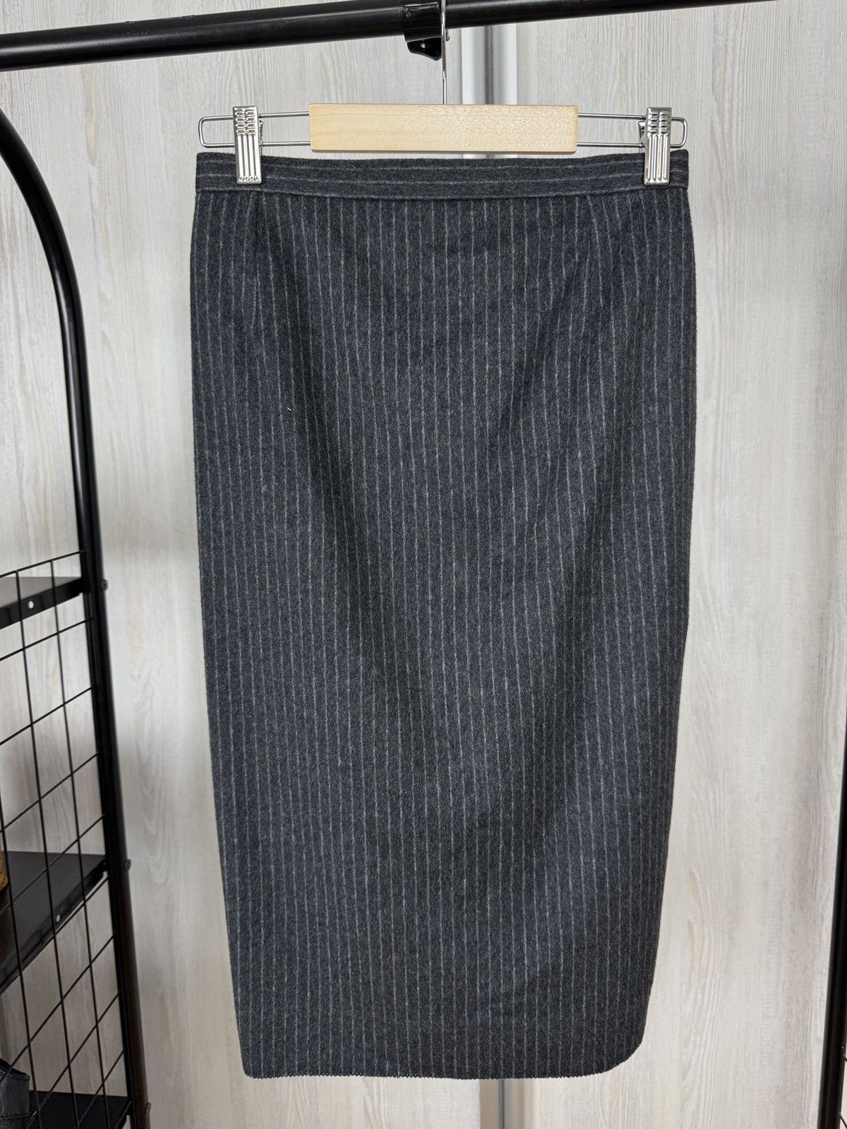 Vintage × Yves Saint Laurent 90s Vintage Yves Saint Laurent Variation Striped Wool Skirt Size 28" / US 6 / IT 42 - 3 Thumbnail